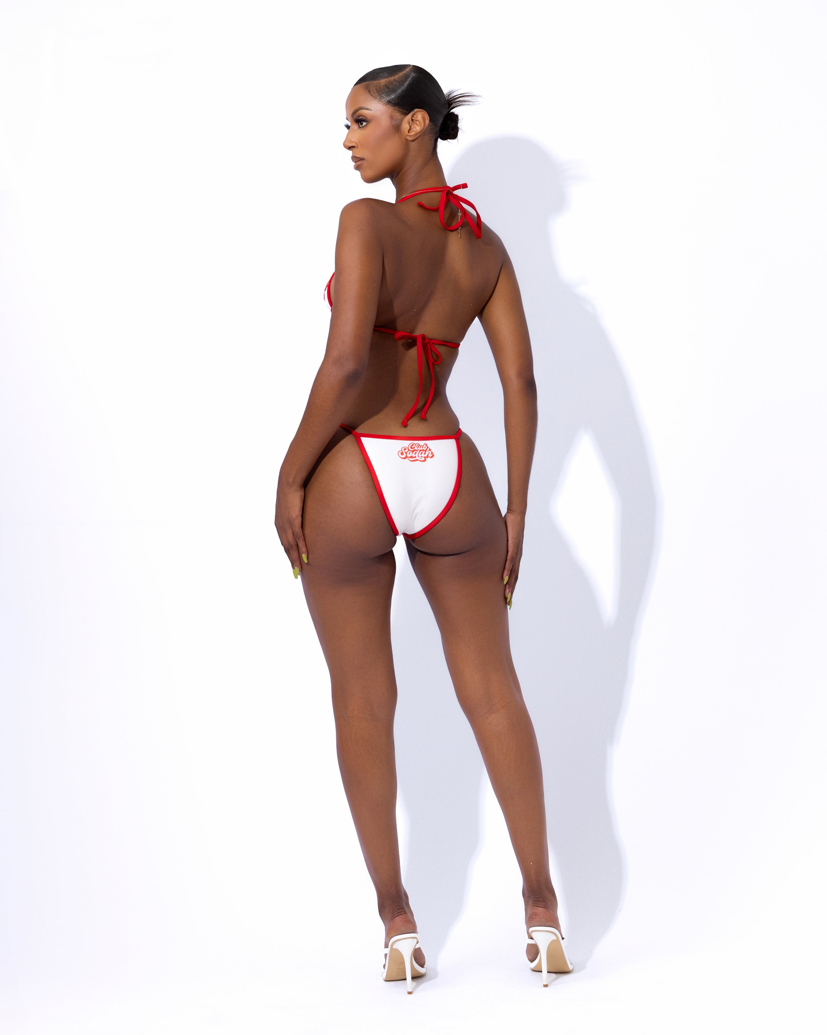 "JORDYN" Bikini Bottom - White/Red