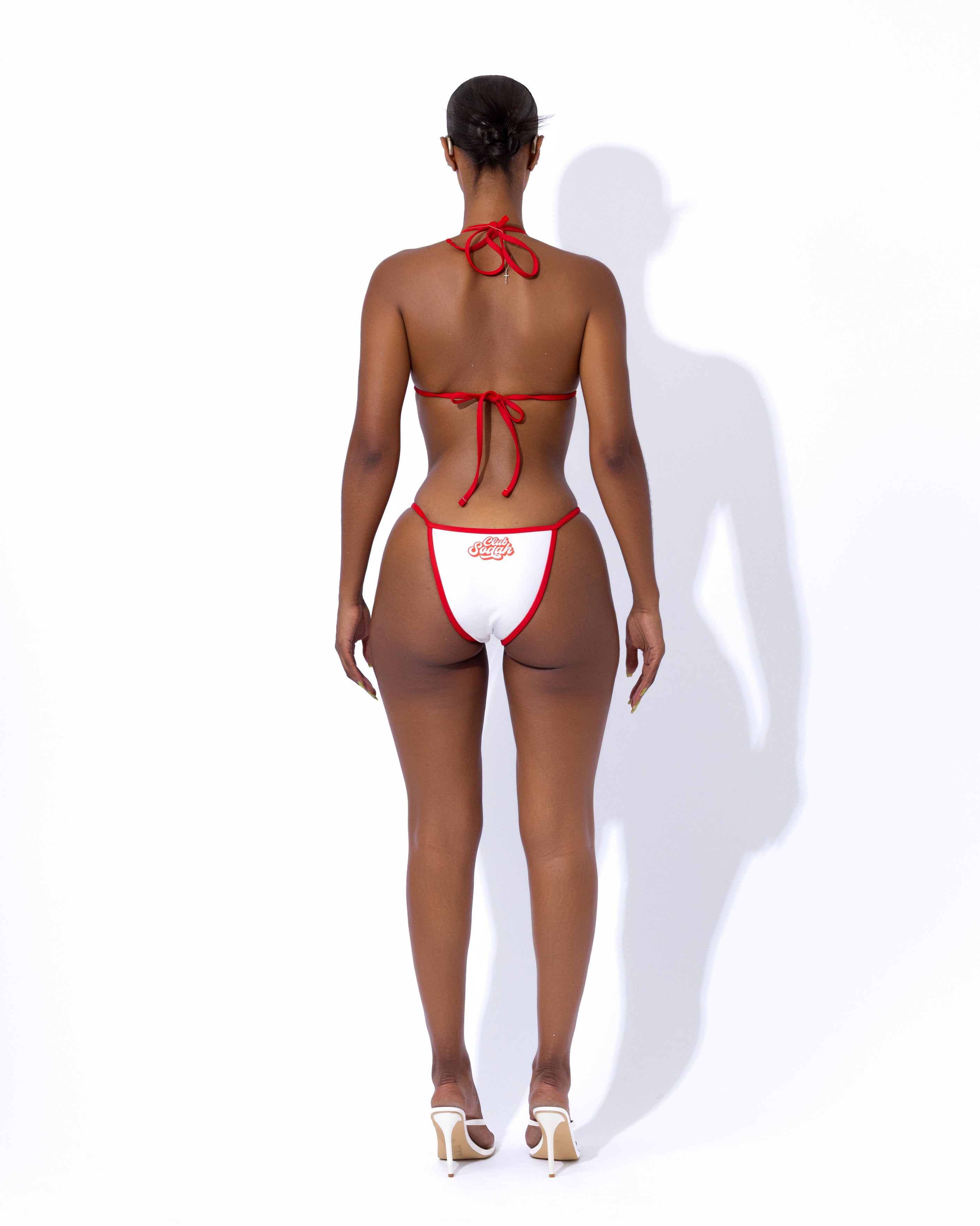 "CASSIE" Bikini Top - White/Red