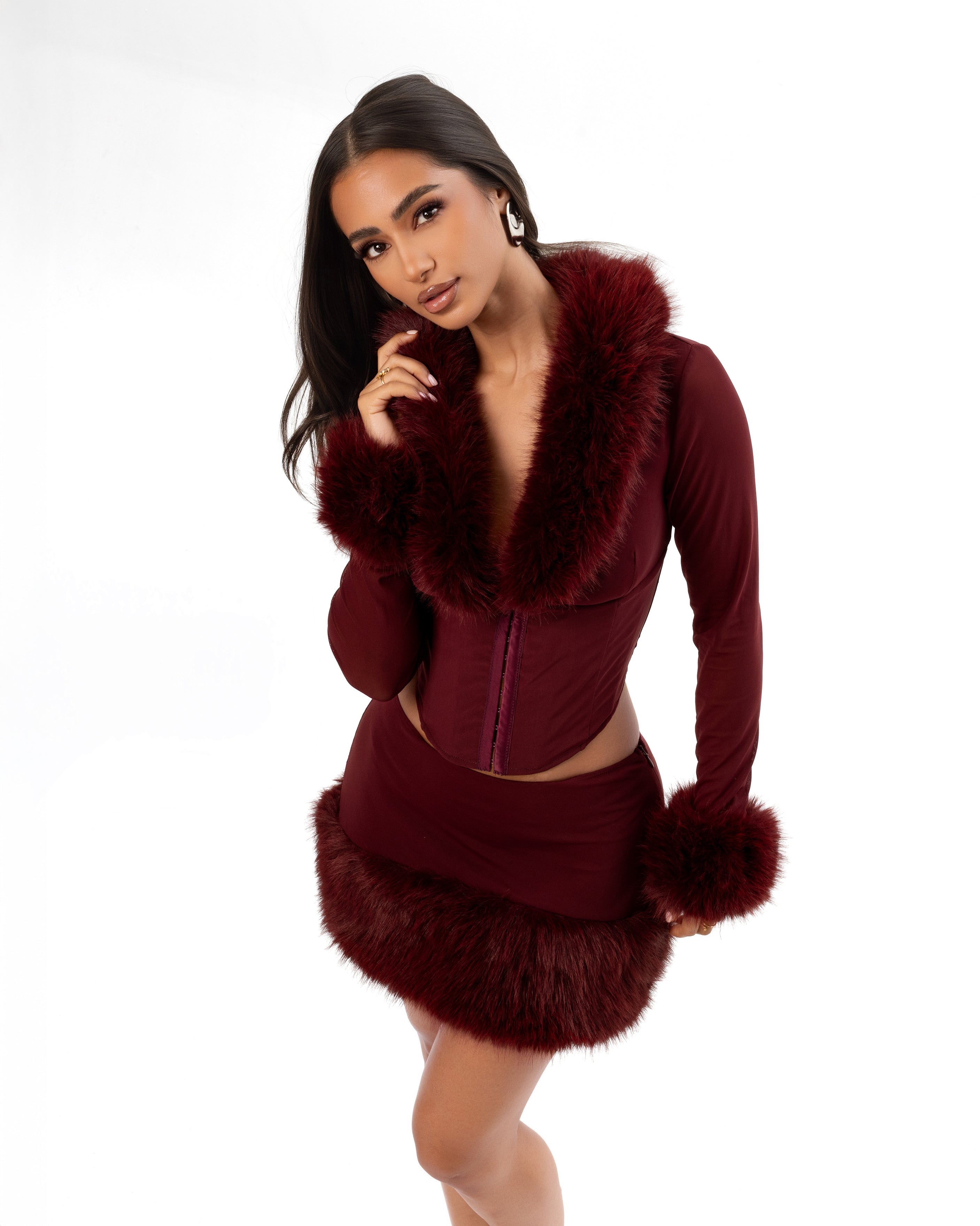 "BITTEN" Skirt - Burgundy