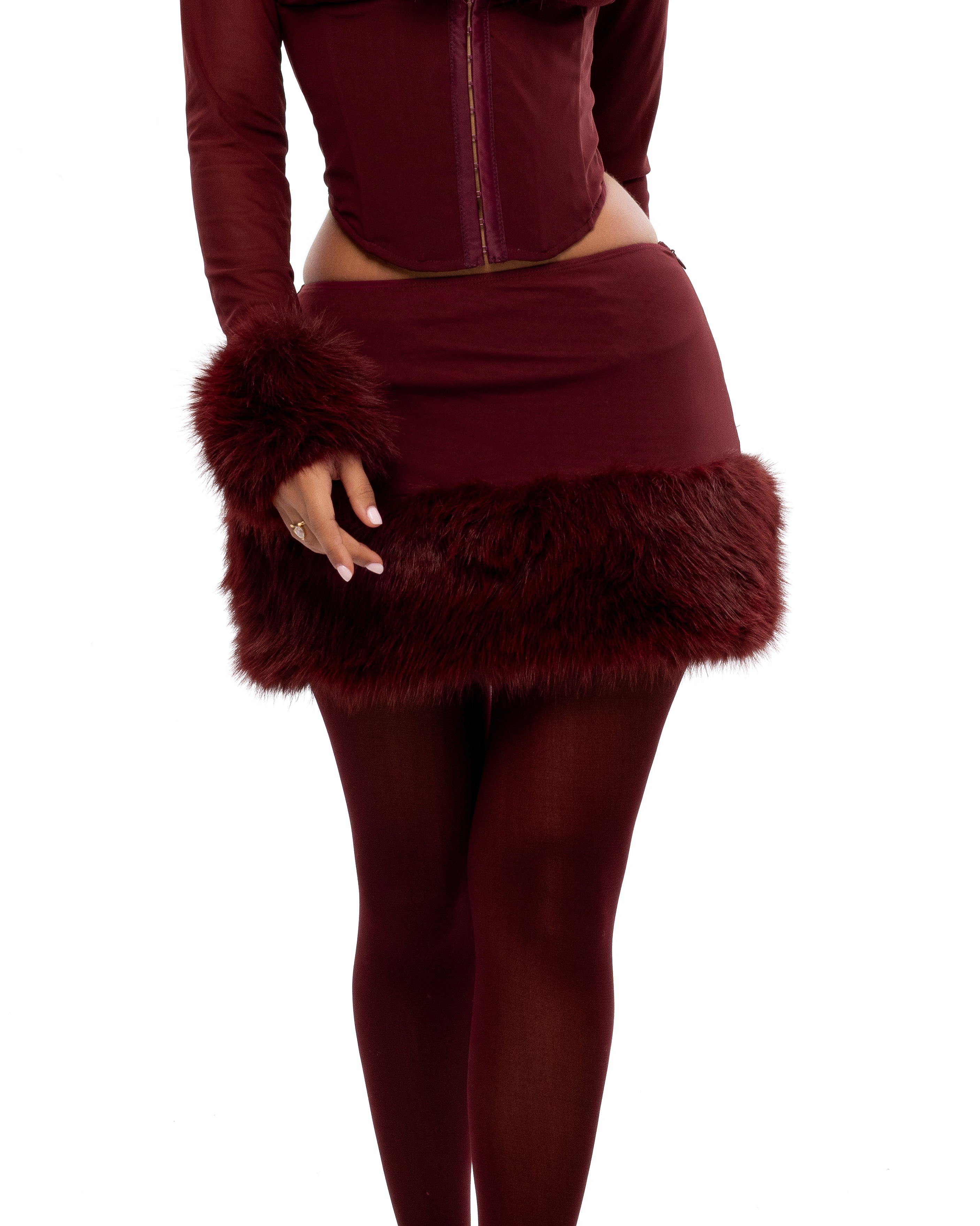 "BITTEN" Skirt - Burgundy