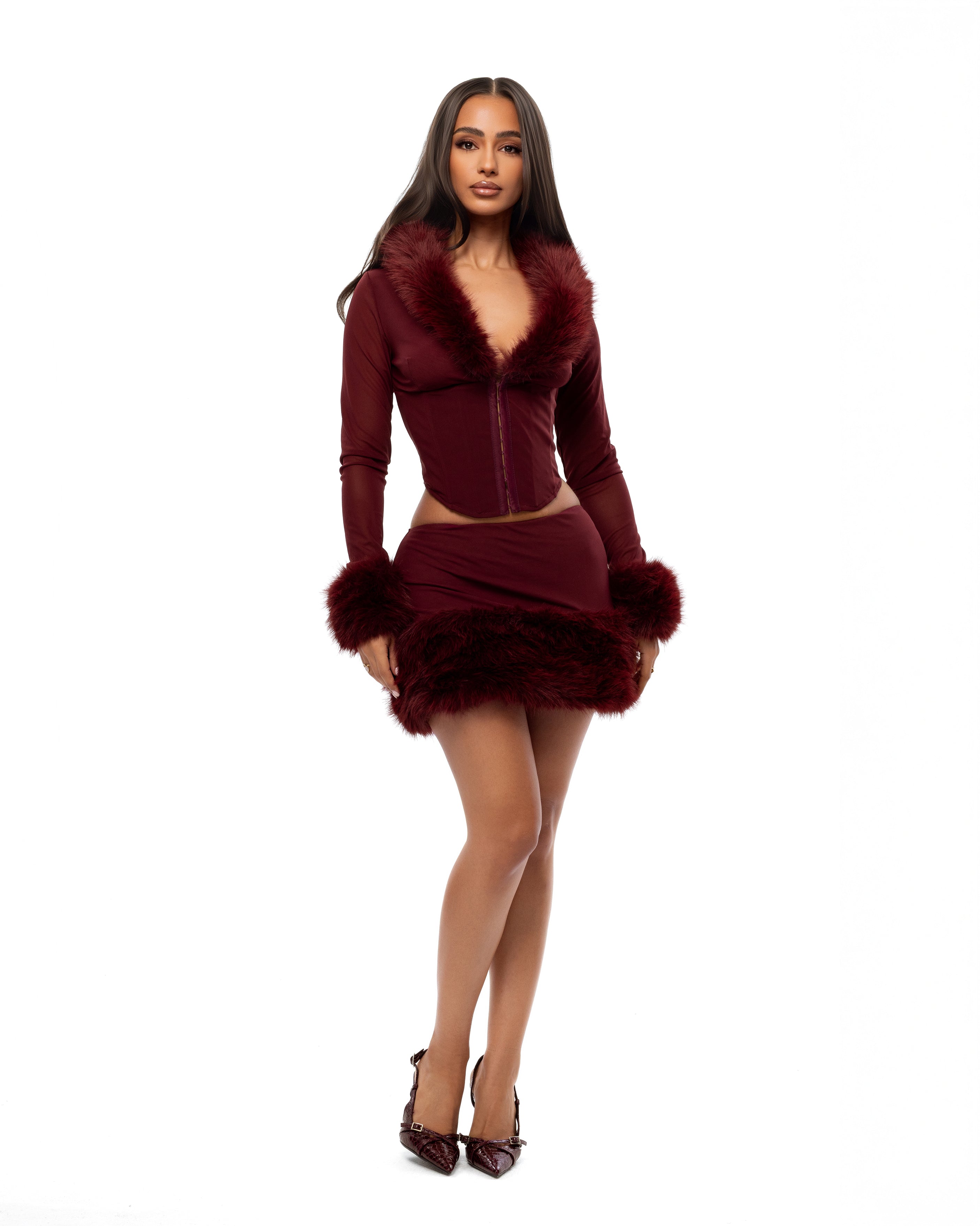 "BITTEN" Skirt - Burgundy