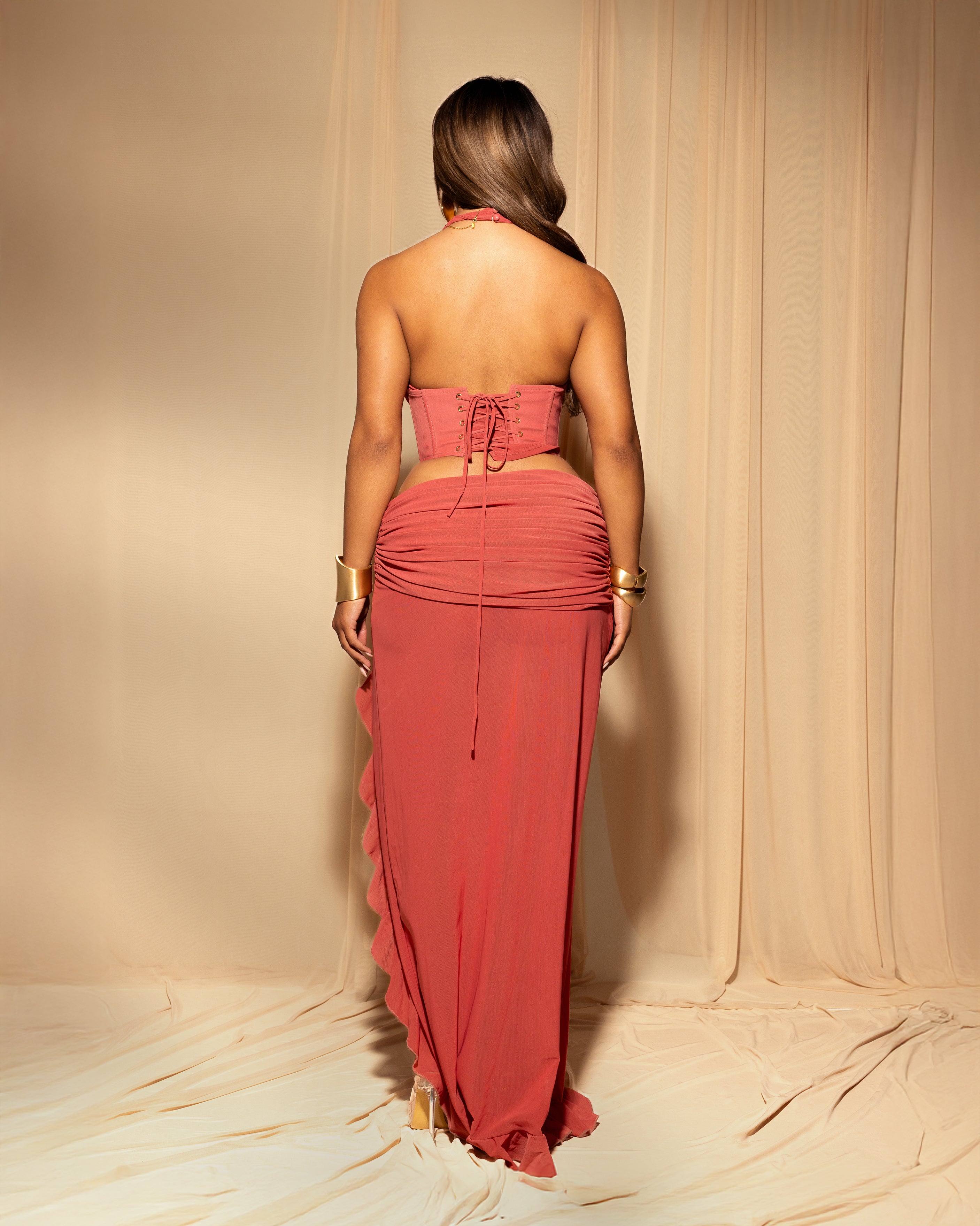 "LUMINIA" Corset Top - Coral