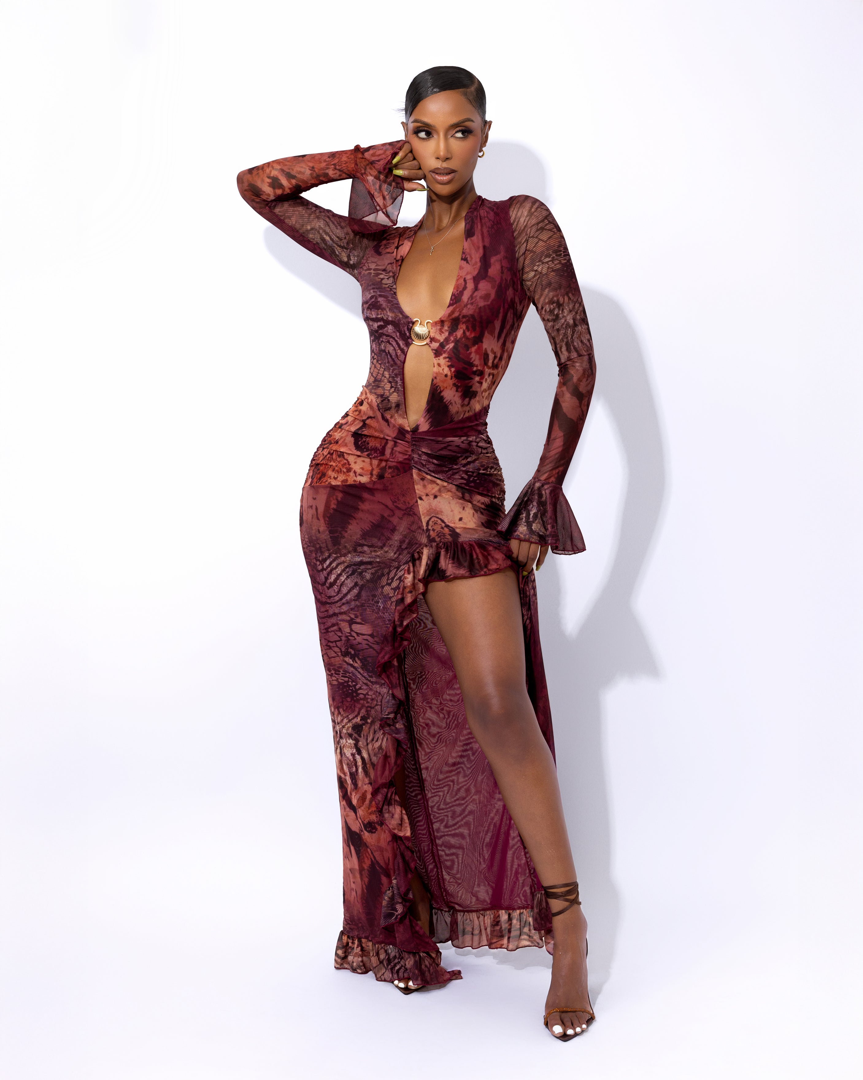 "MONROE" Maxi Dress - Burgundy