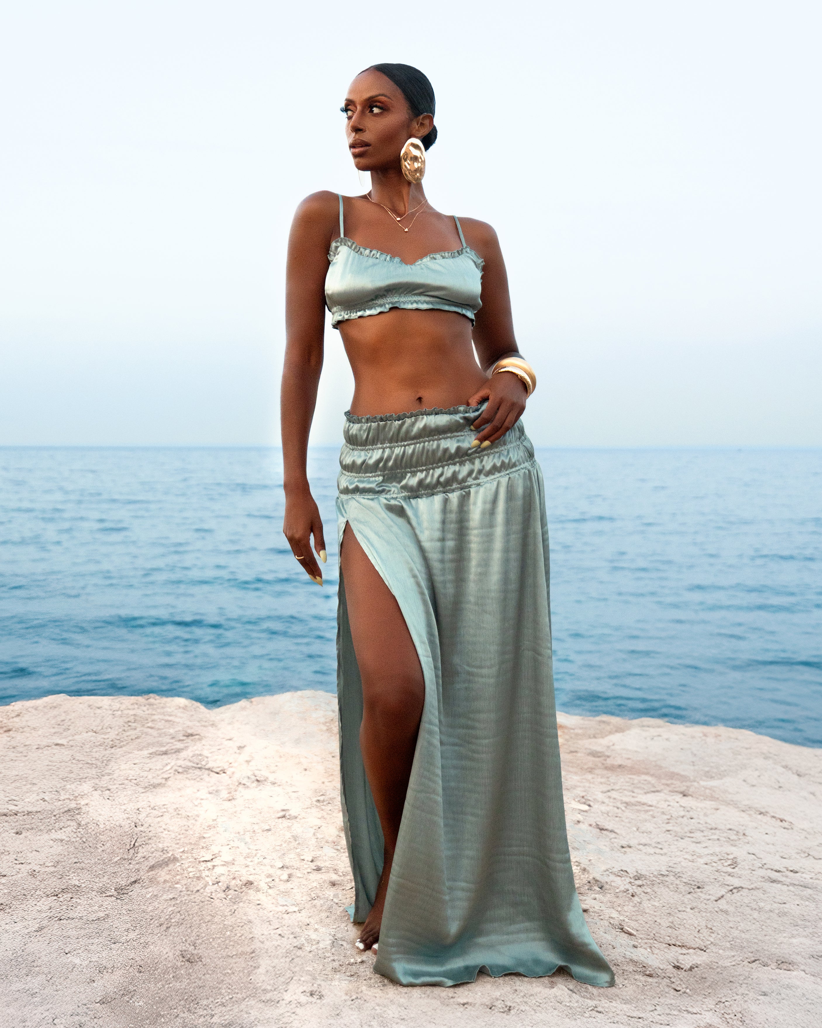 "CAMILA" Maxi Skirt - Dusty Mint
