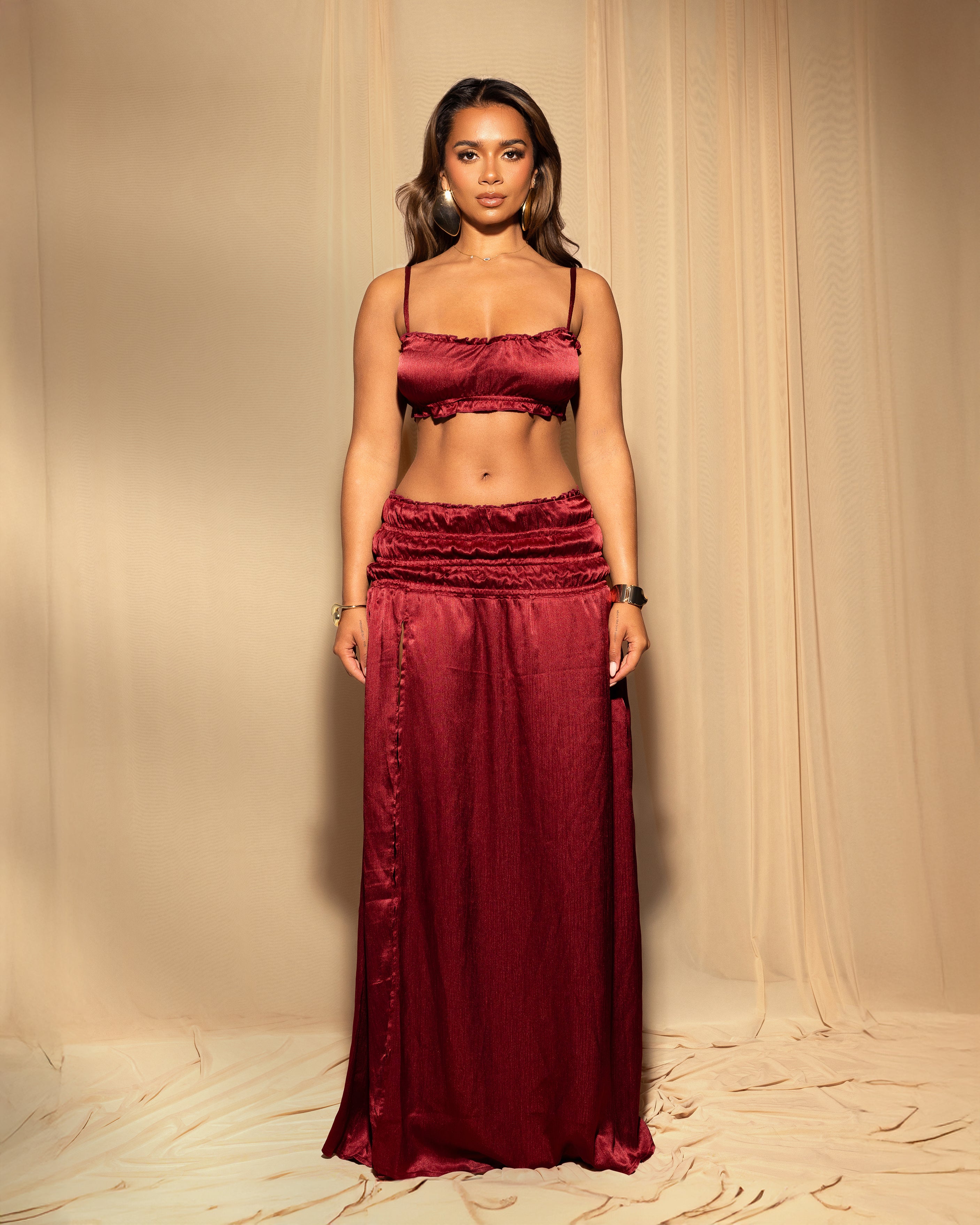 "SOLONE" Crop Top - Burgundy