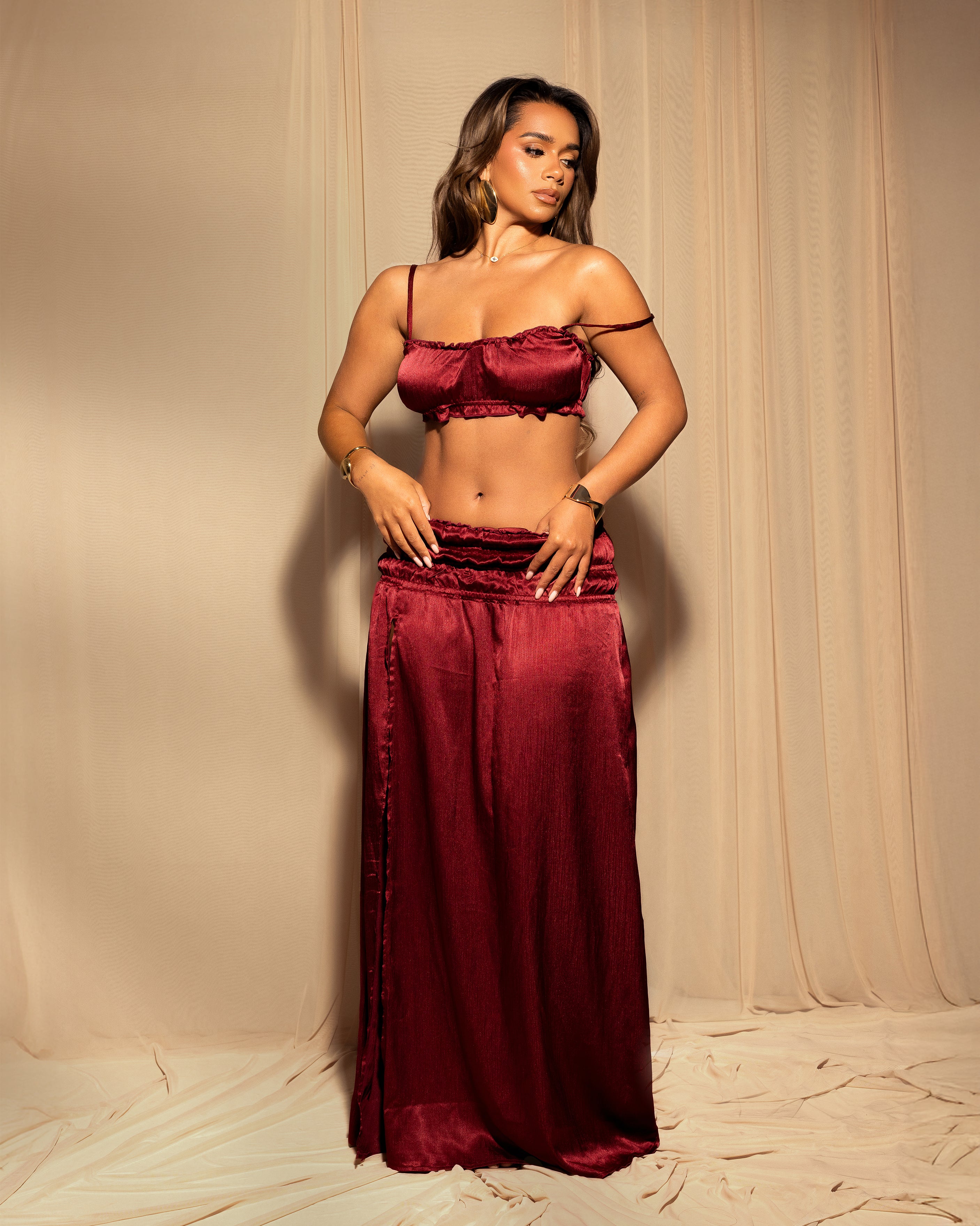 "SOLONE" Crop Top - Burgundy