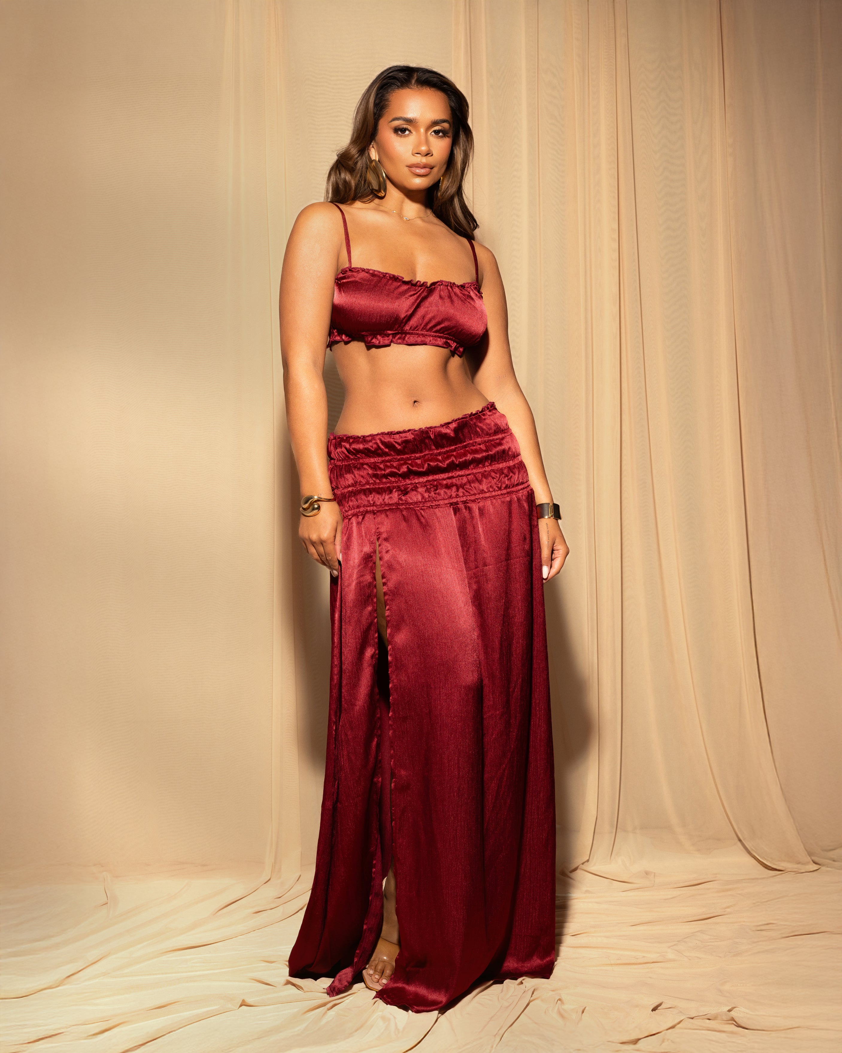 "SOLONE" Crop Top - Burgundy