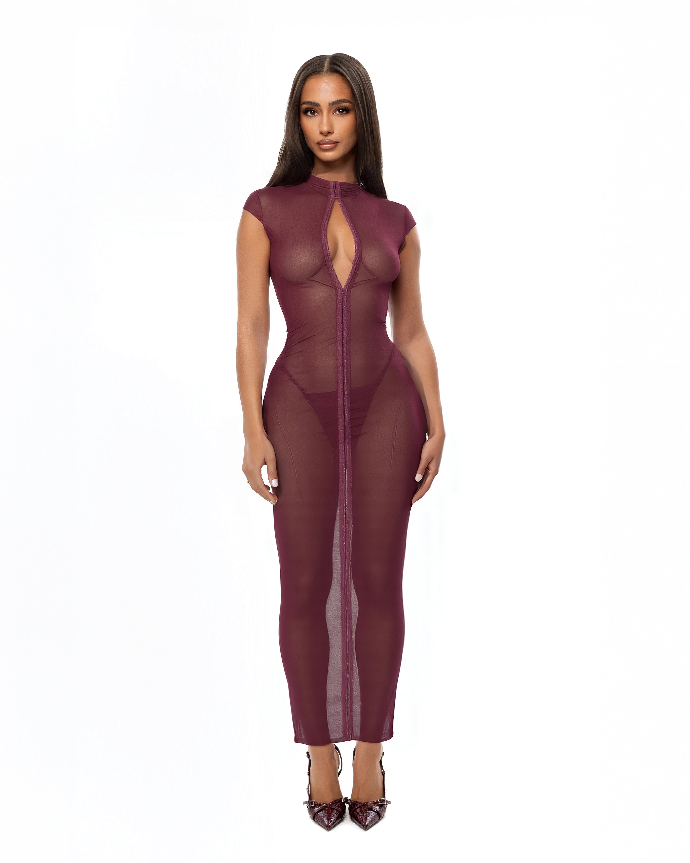 knee length dresses for ladies Mesh Ruched Off Shoulder Maxi Dress – Urban Planet