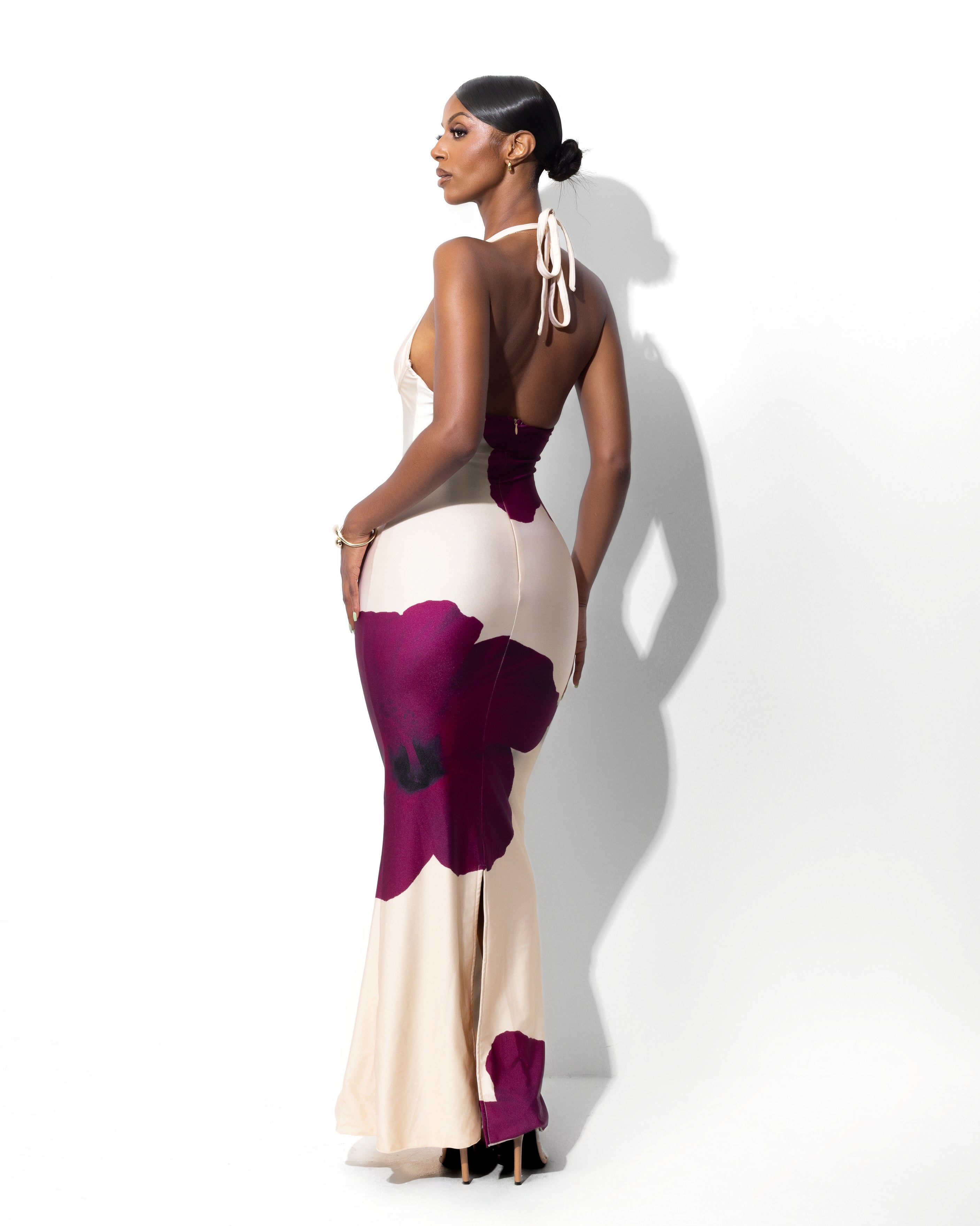 "ELYSIA" Maxi Dress - Beige/Berry
