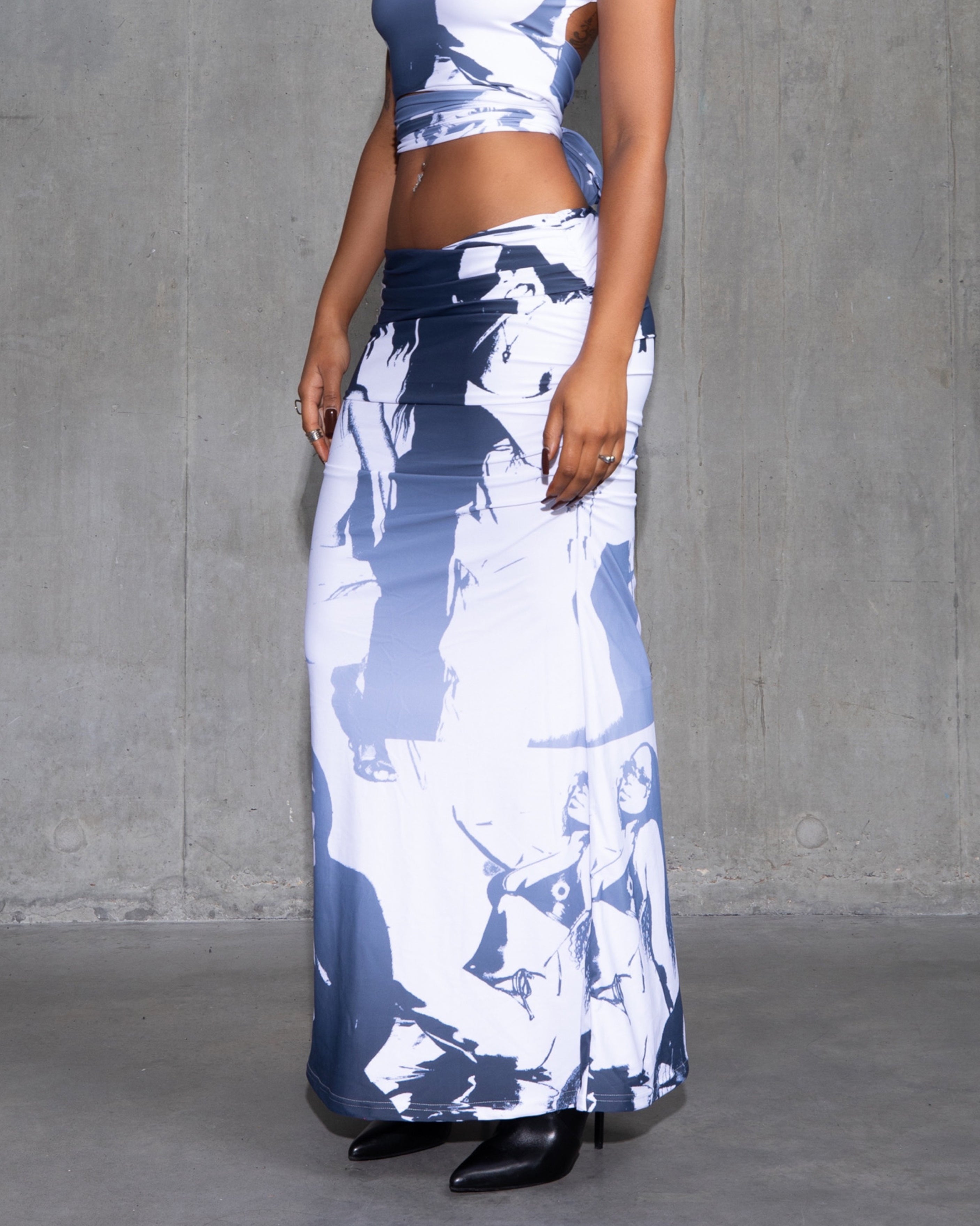 "ENDLESS" Maxi Skirt - Grey Blue