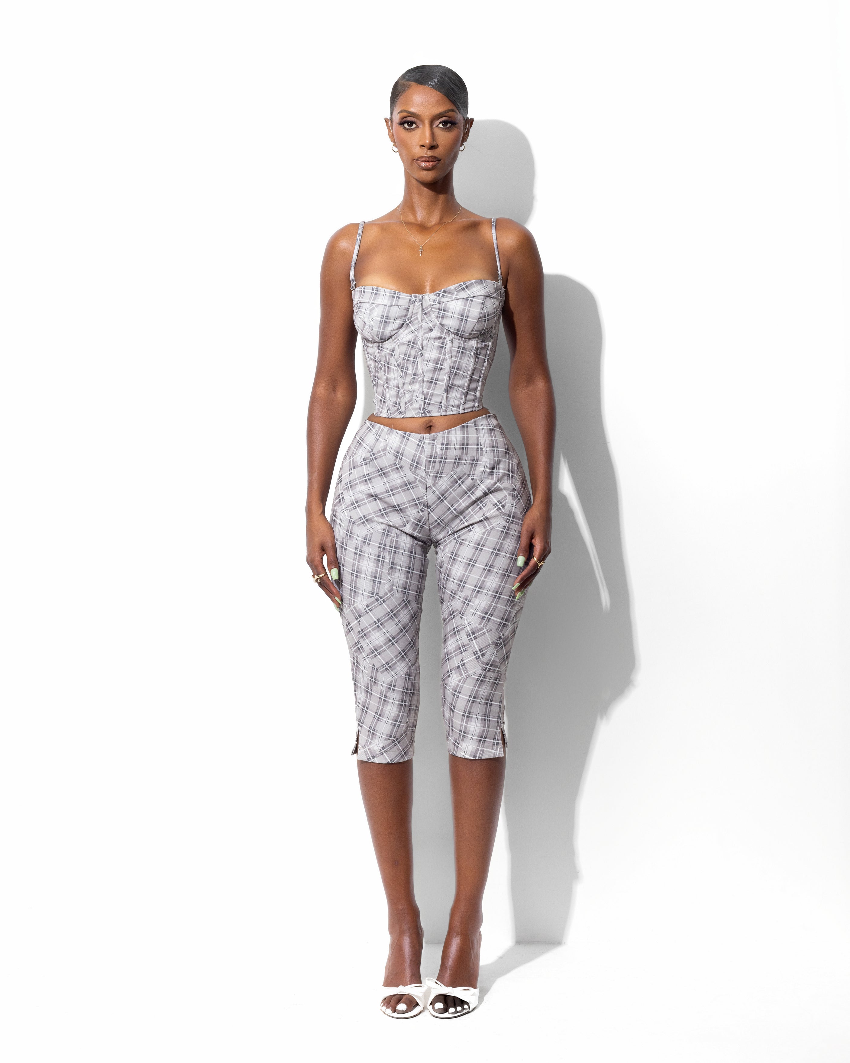 "FALLON" Corset Top - Beige/Grey