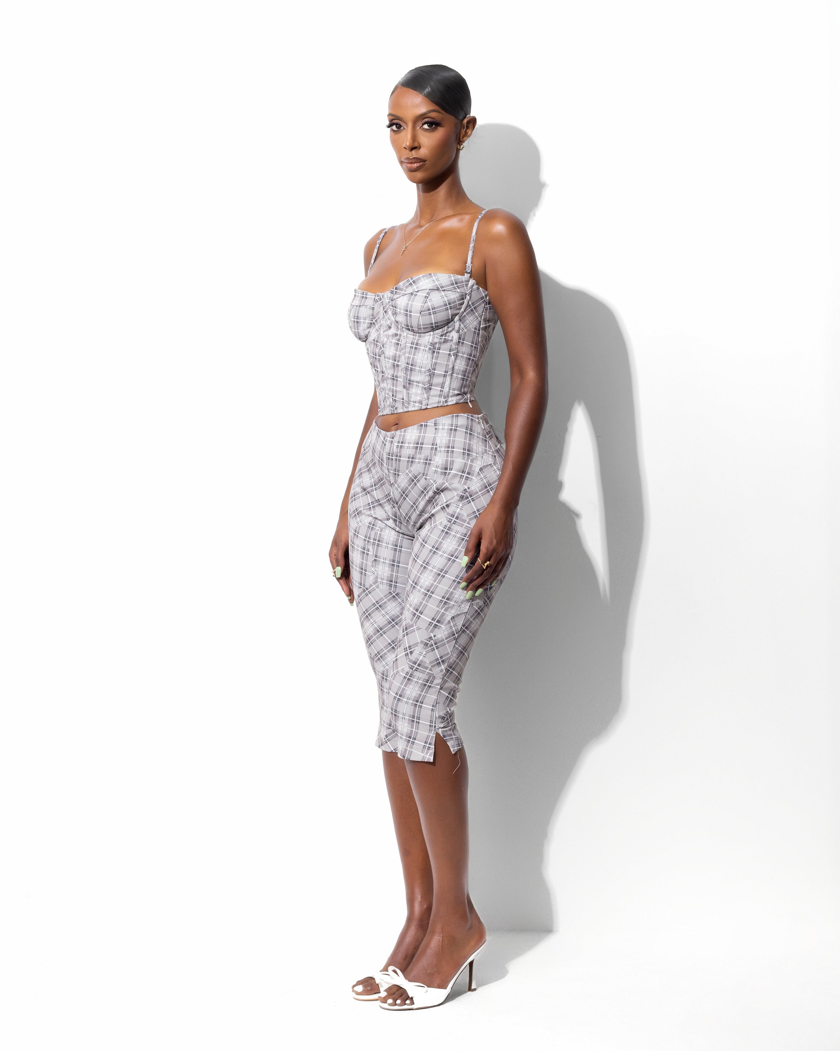 "FALLON" Corset Top - Beige/Grey