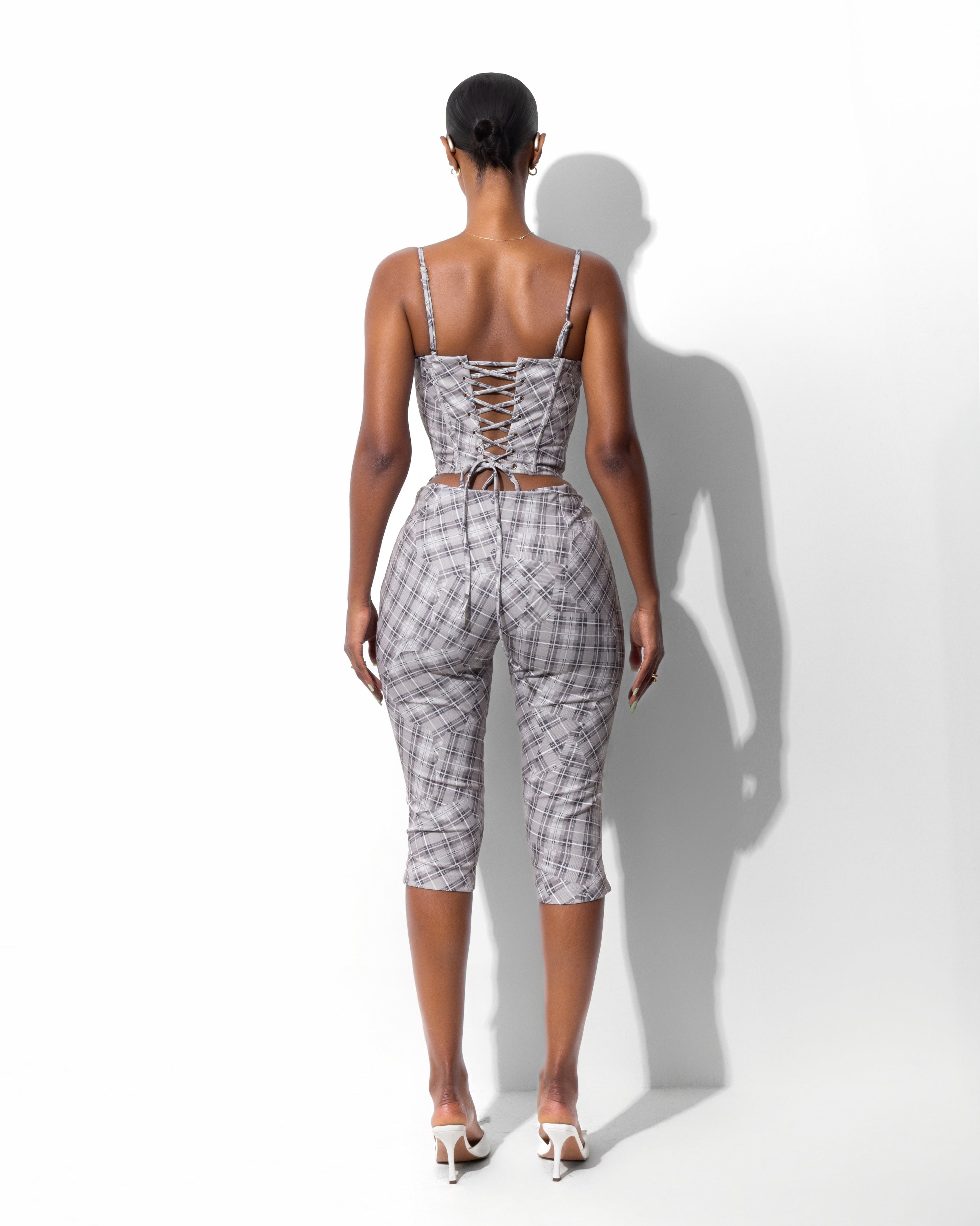 "FALLON" Corset Top - Beige/Grey