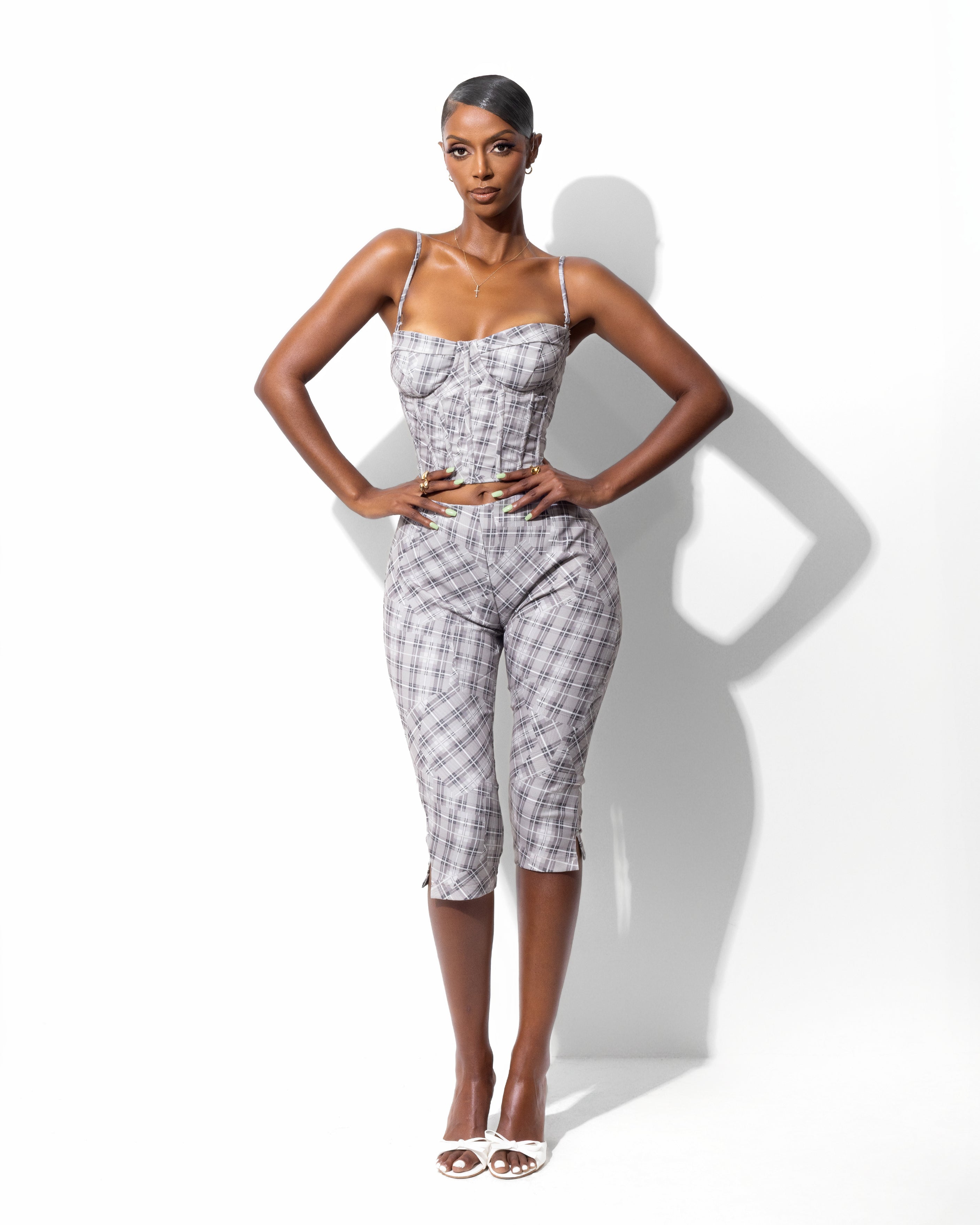 "FALLON" Corset Top - Beige/Grey