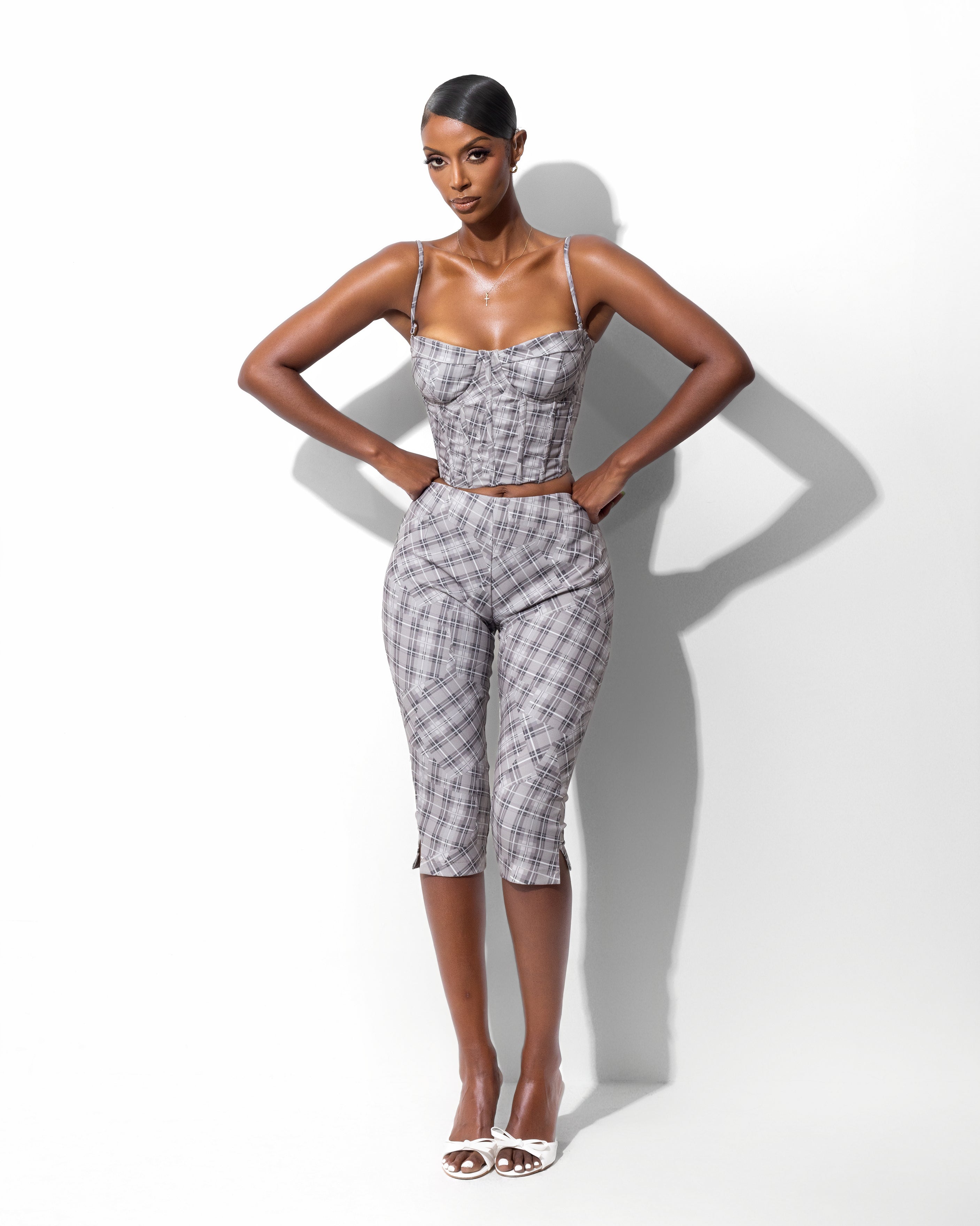 "FALLON" Corset Top - Beige/Grey