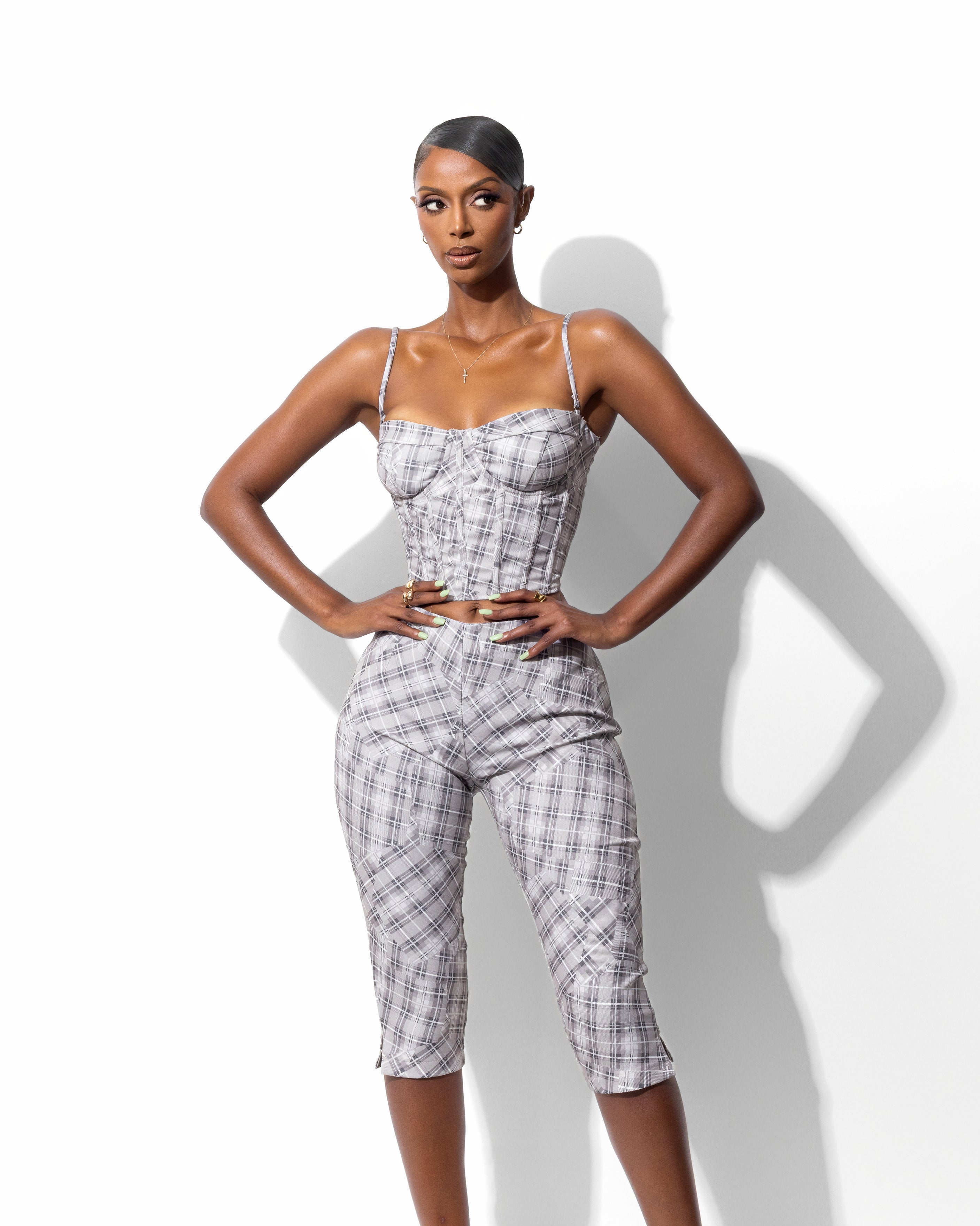 "FALLON" Corset Top - Beige/Grey