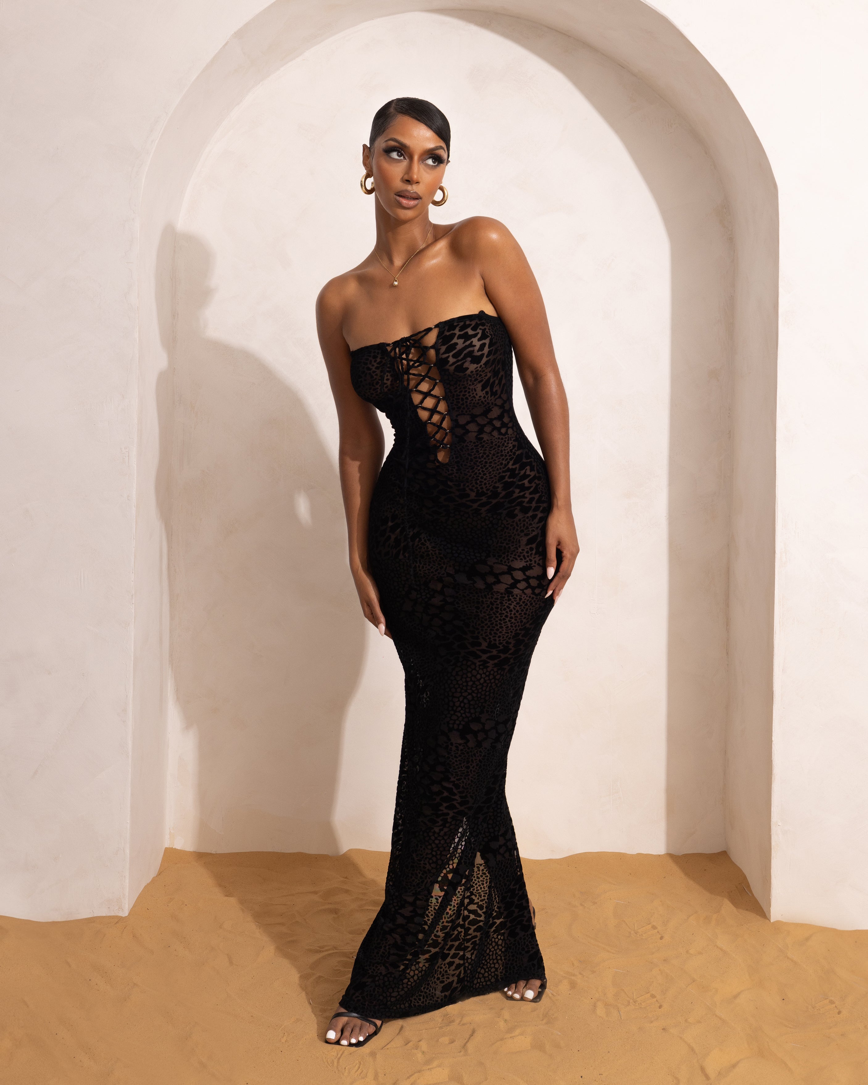 "FAZED" Maxi Dress - Black