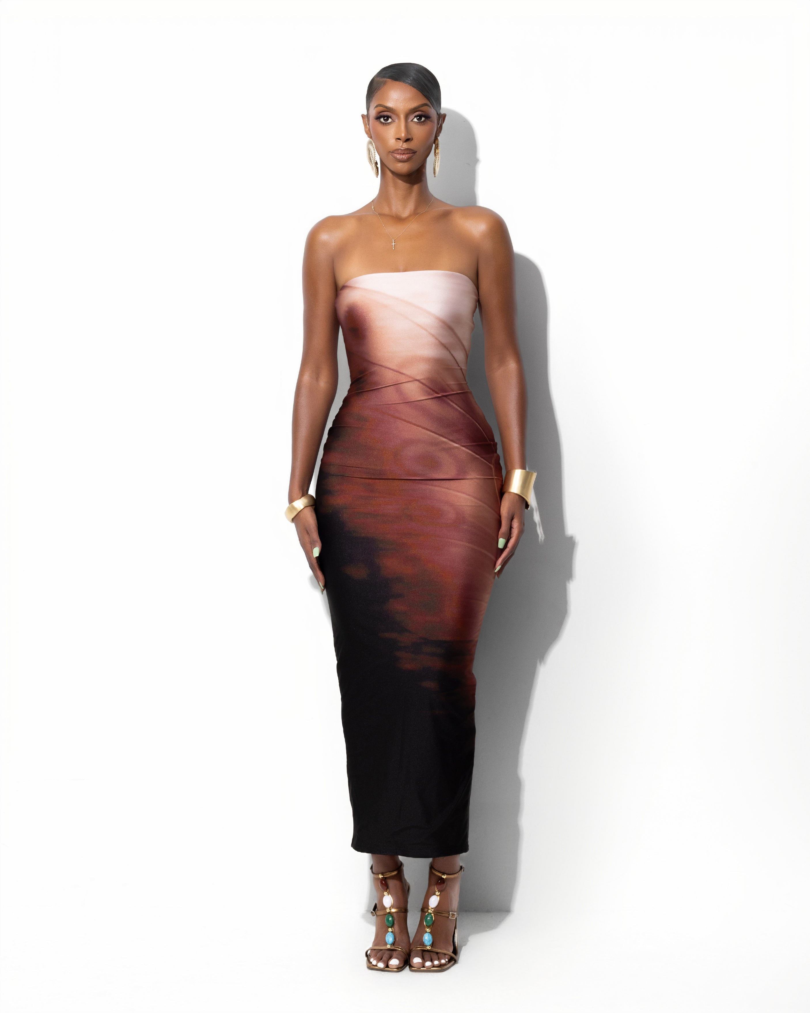 "FORTUNE" Midi Dress - Brown