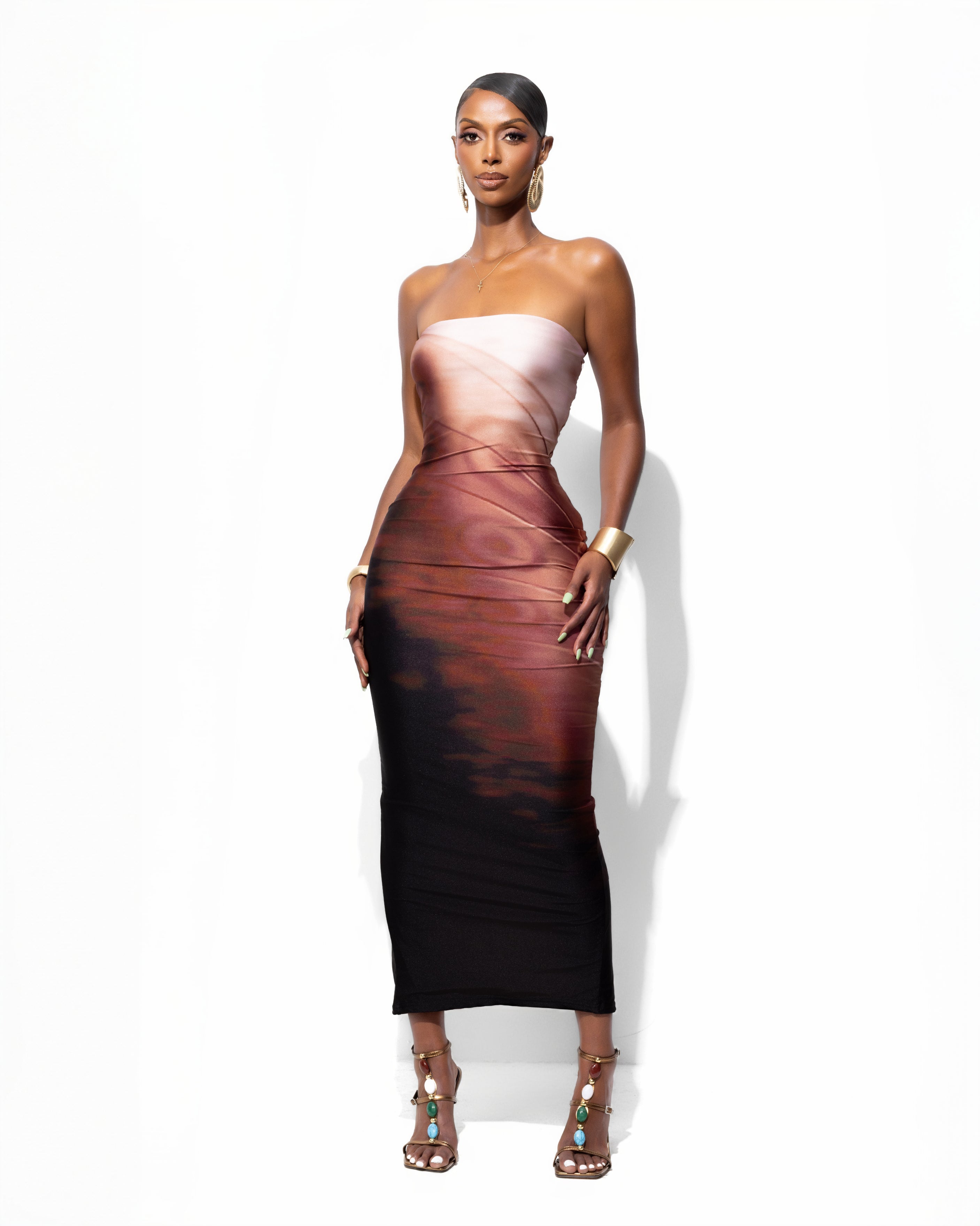 "FORTUNE" Midi Dress - Brown