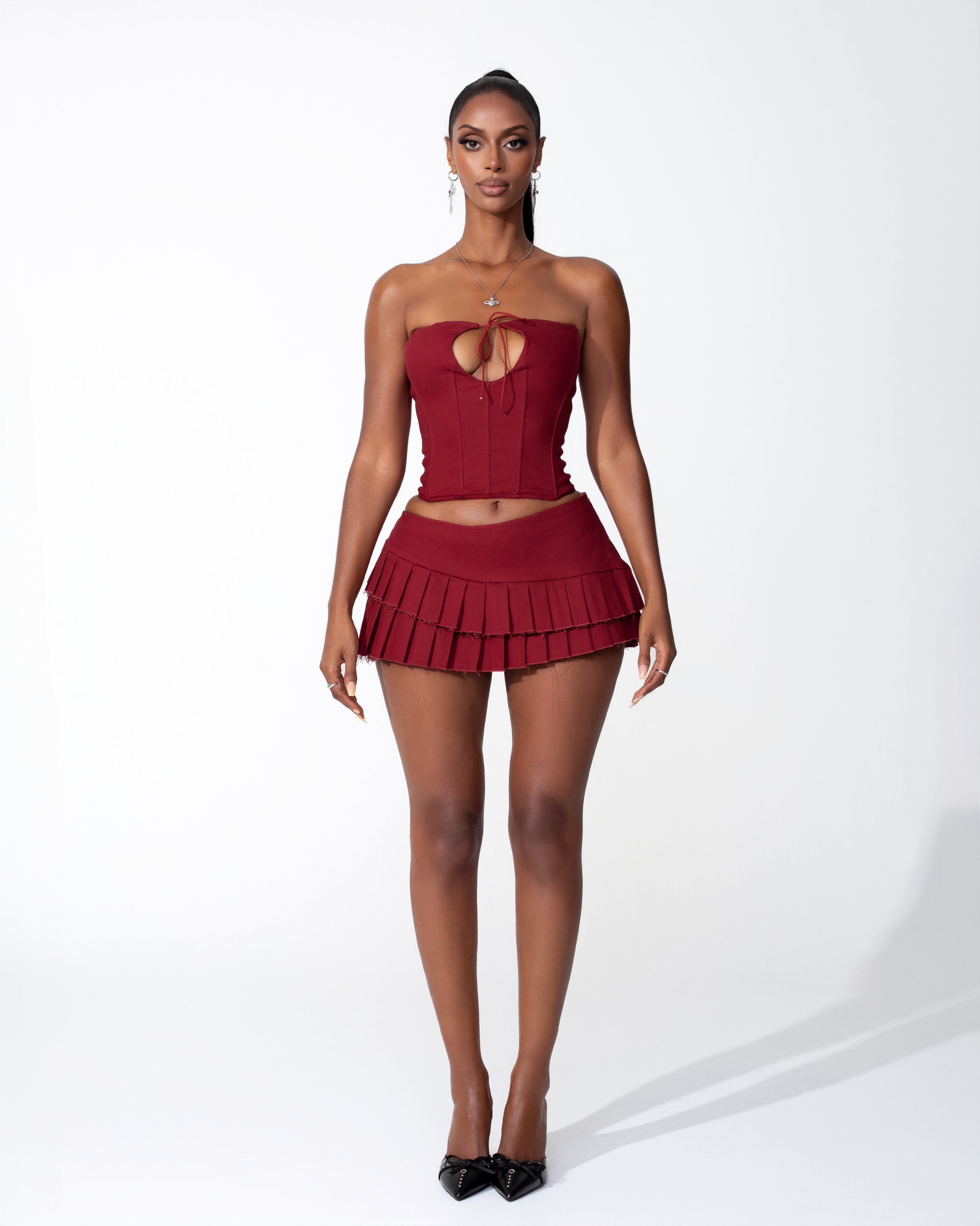 "CRUSHED" Skirt - Red