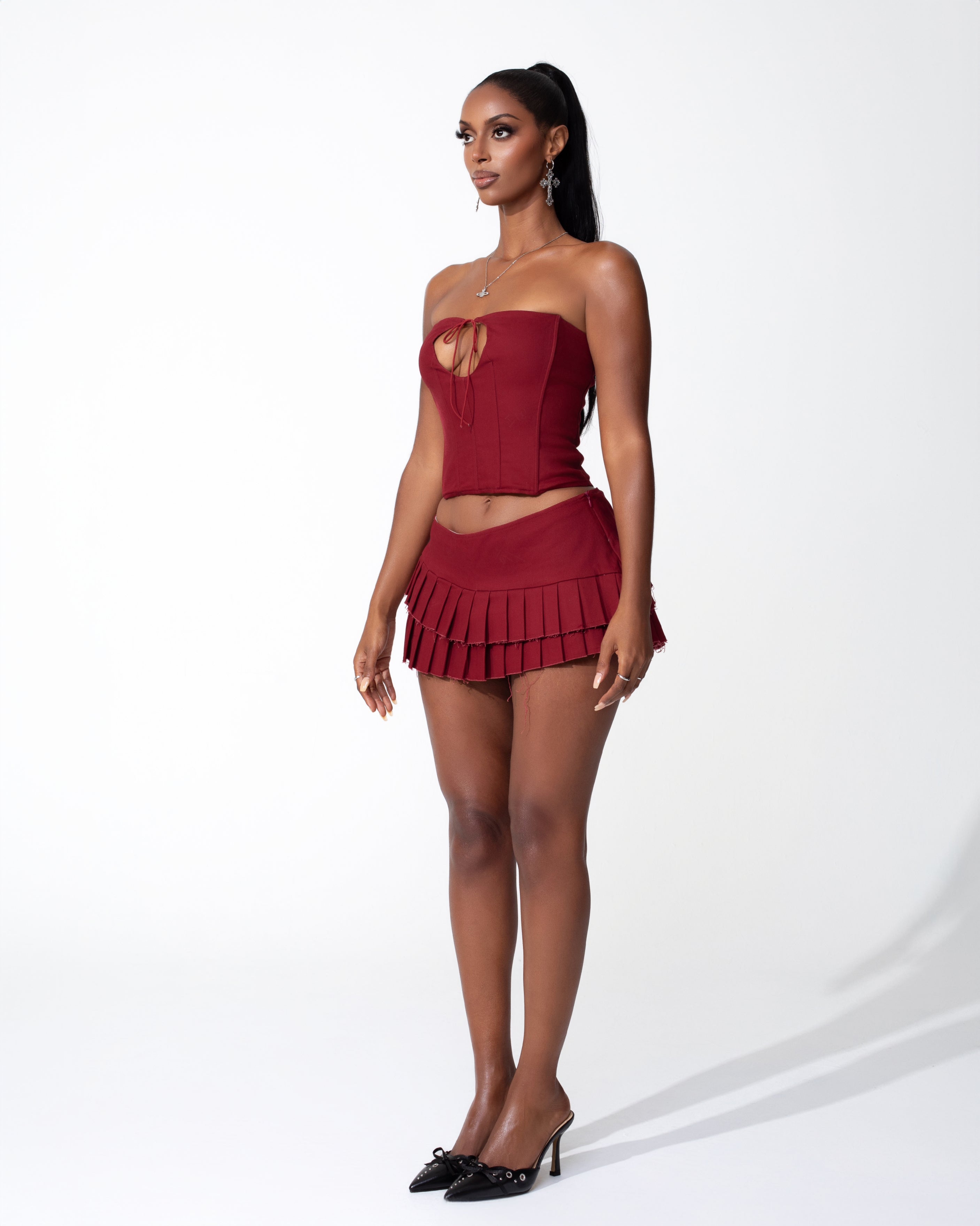 "CRUSHED" Skirt - Red