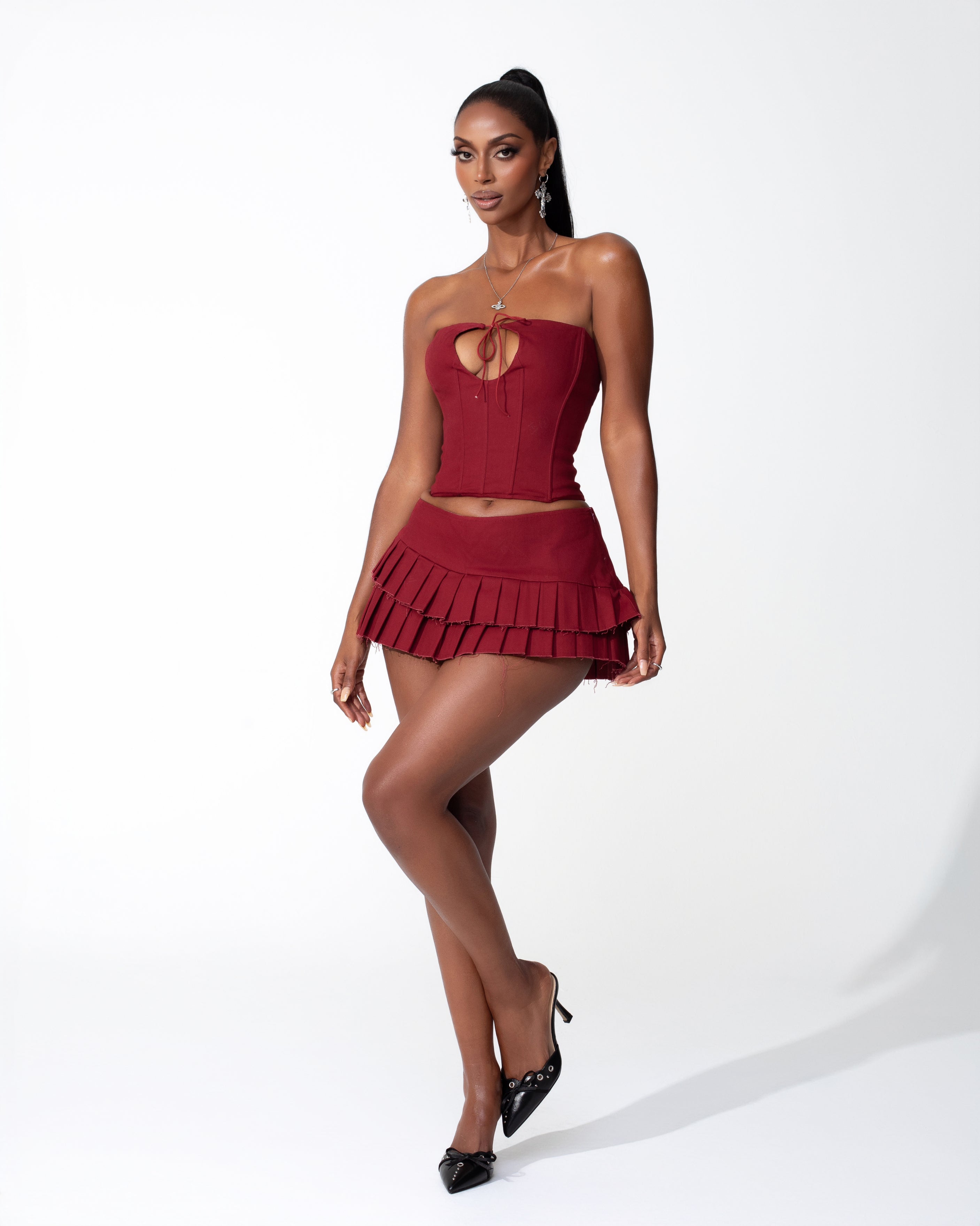 "CRUSHED" Skirt - Red