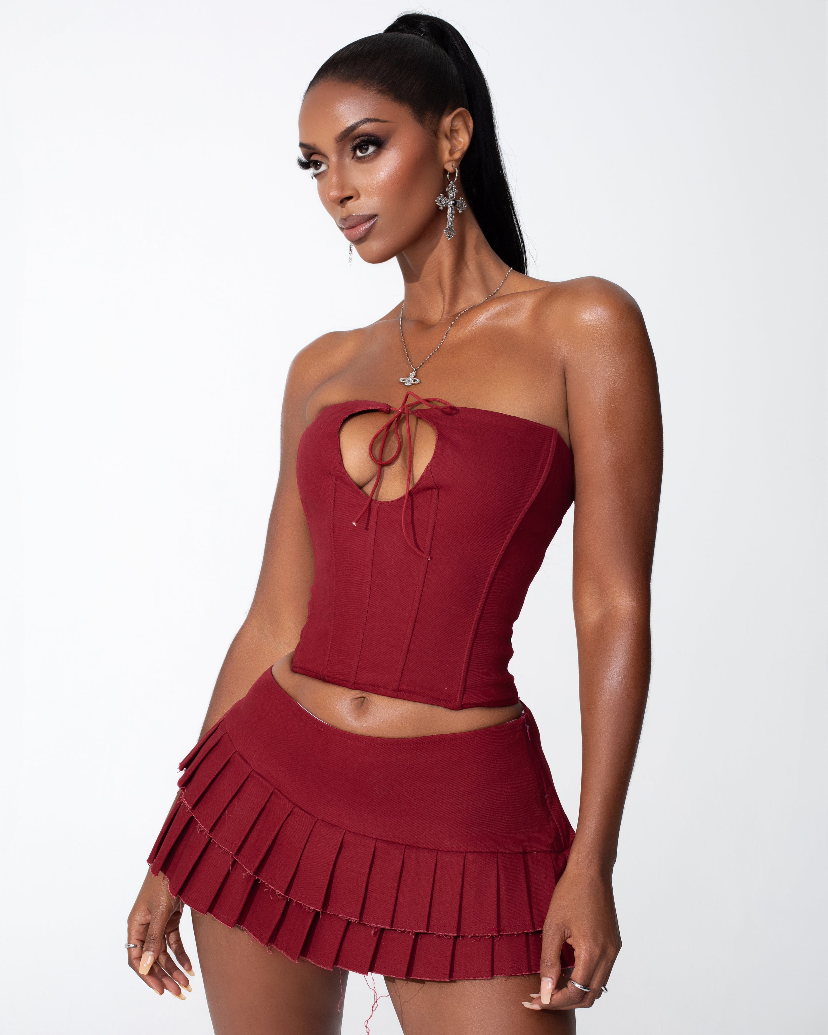 "CRUSHED" Skirt - Red
