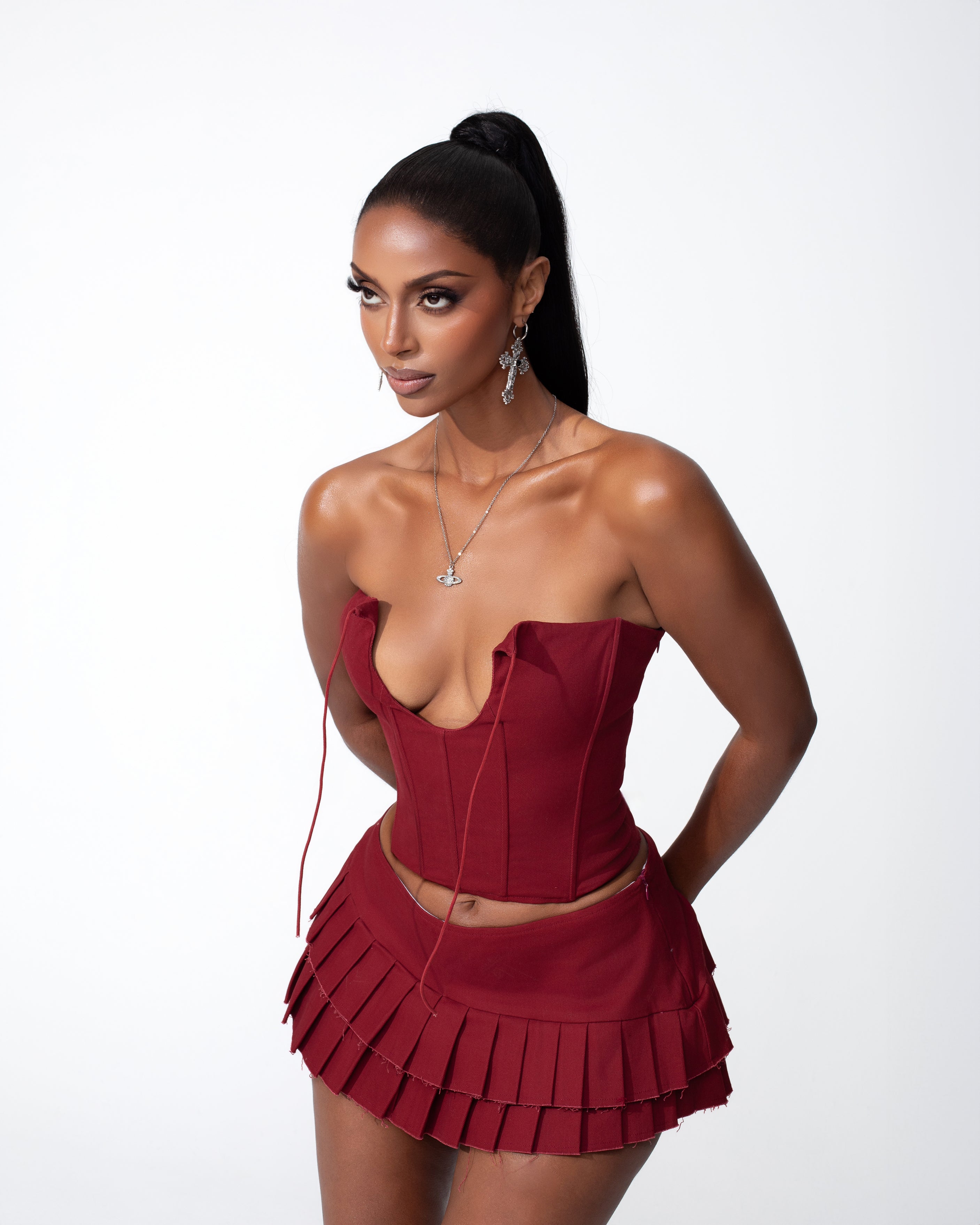 "CRUSHED" Skirt - Red