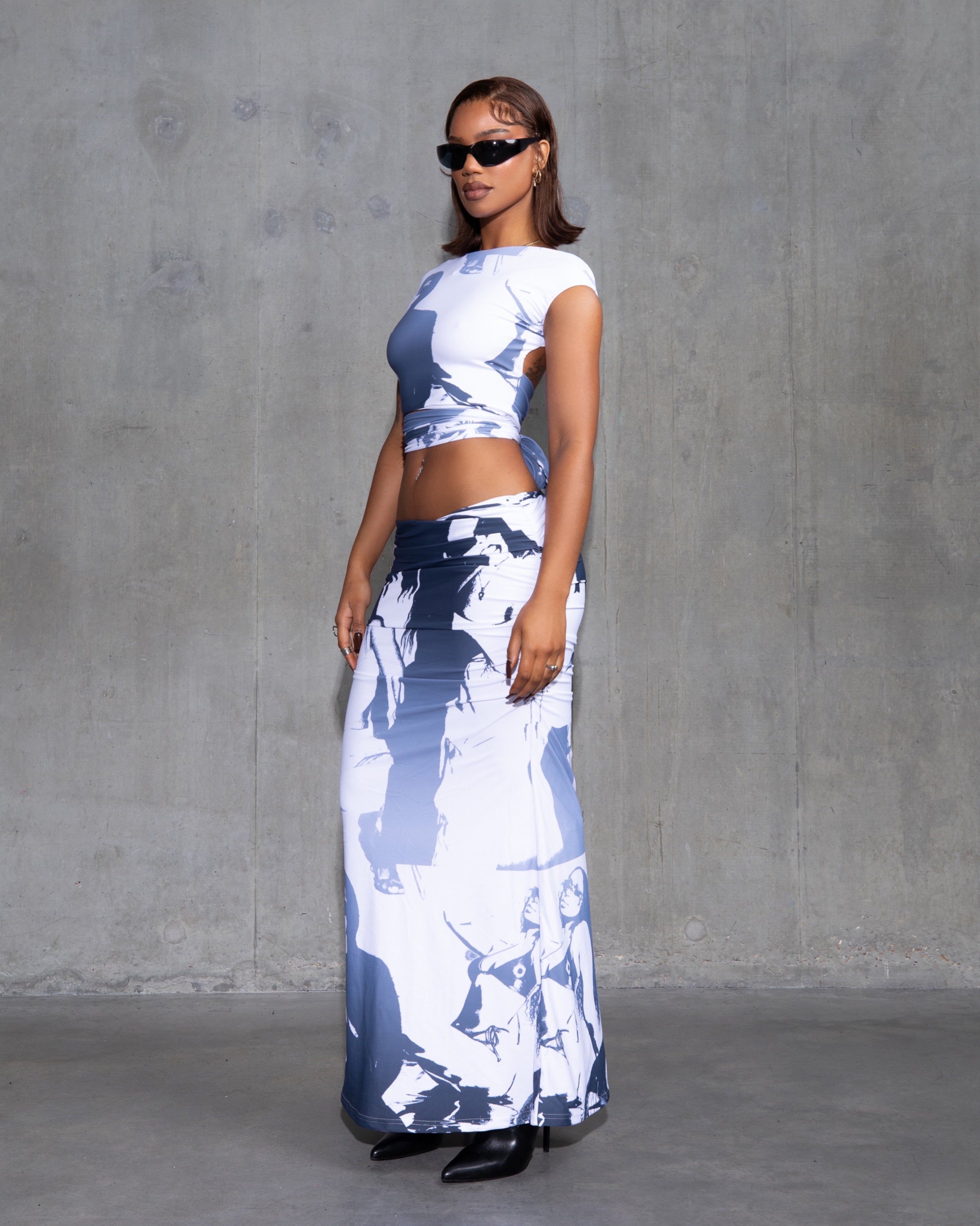 "ENDLESS" Maxi Skirt - Grey Blue