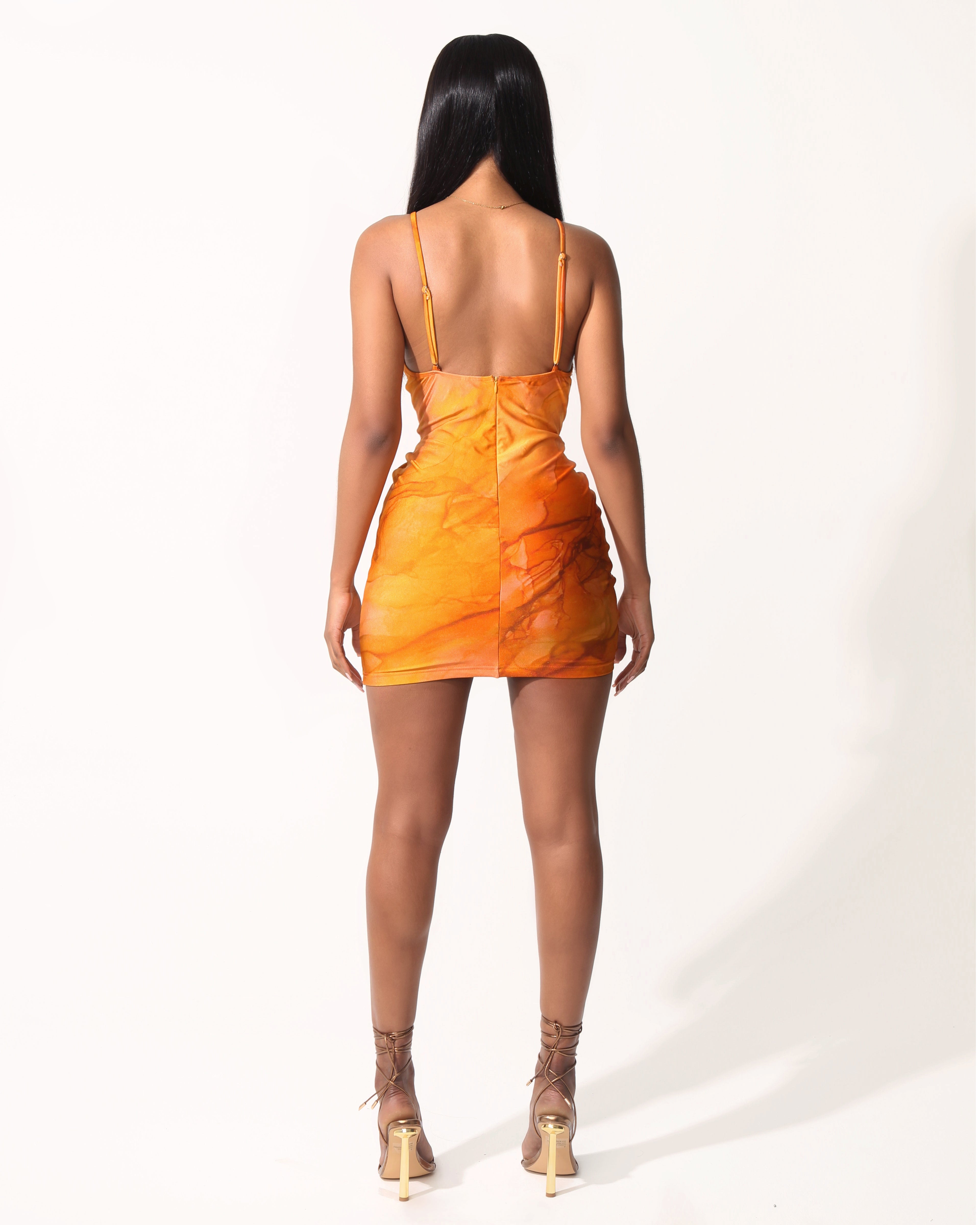 &quot;CHAOS&quot; Mini Dress - Orange