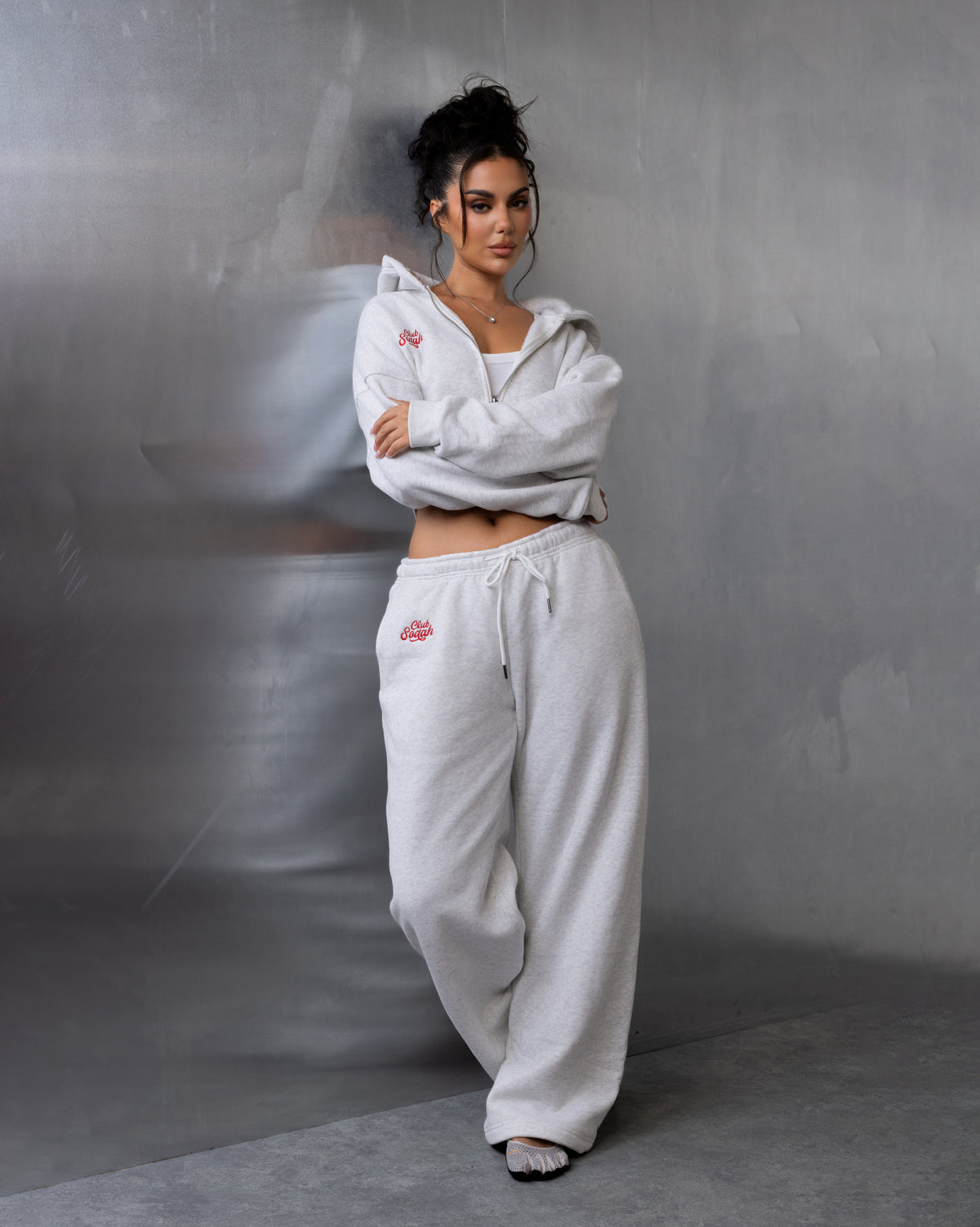 "LAYLAH" Joggers - Grey/Red