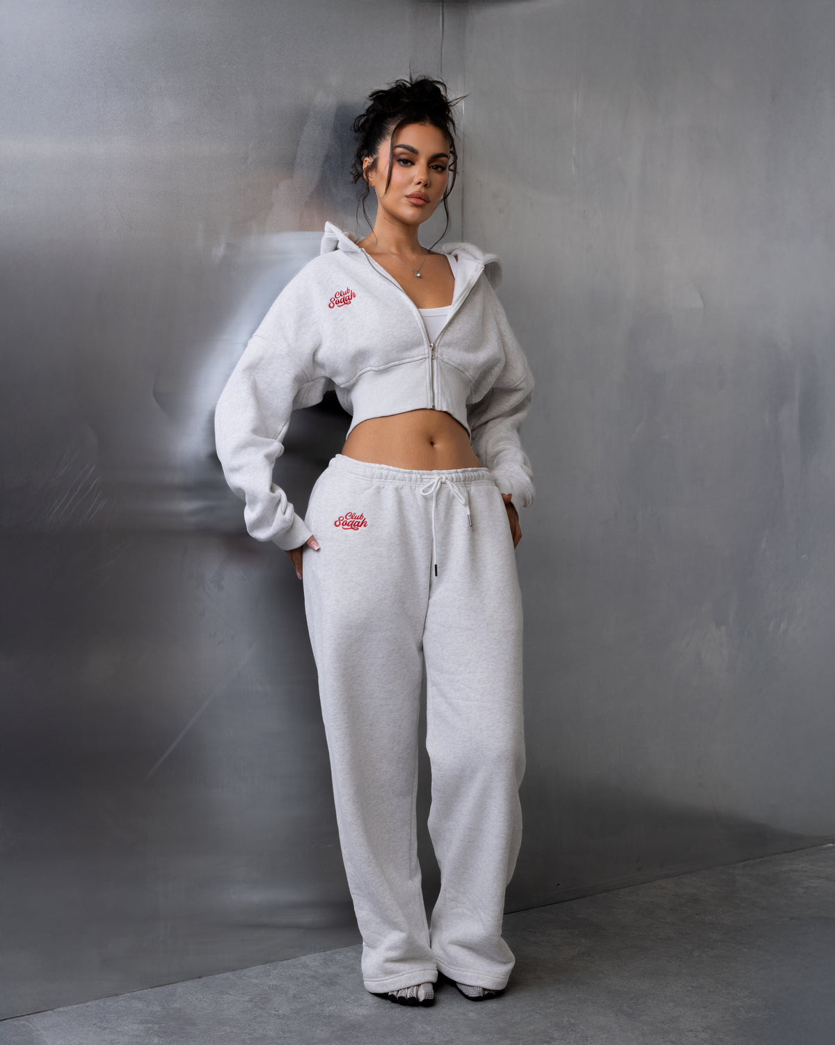 "LAYLAH" Joggers - Grey/Red