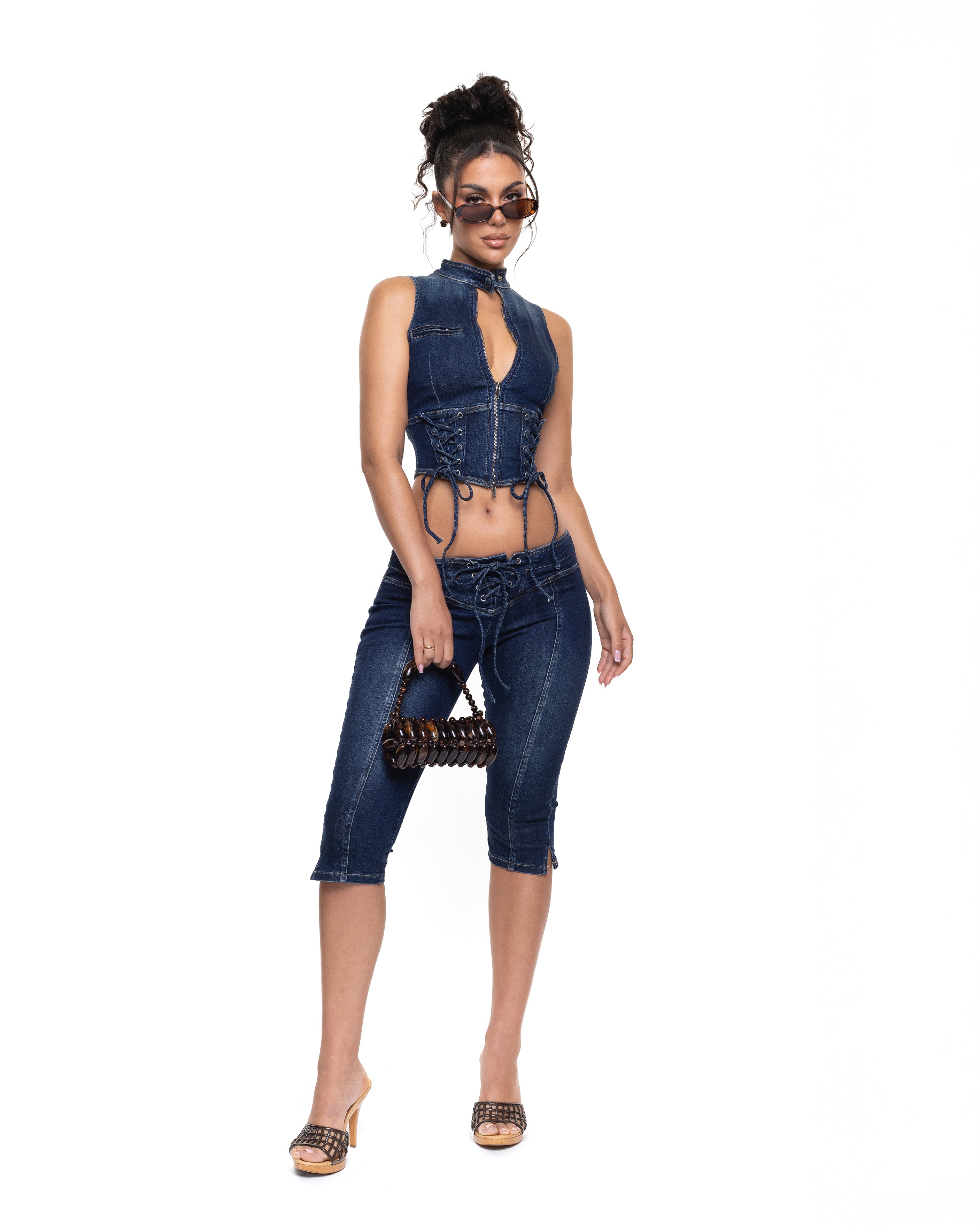 "CASSIE" Capris - Blue Denim