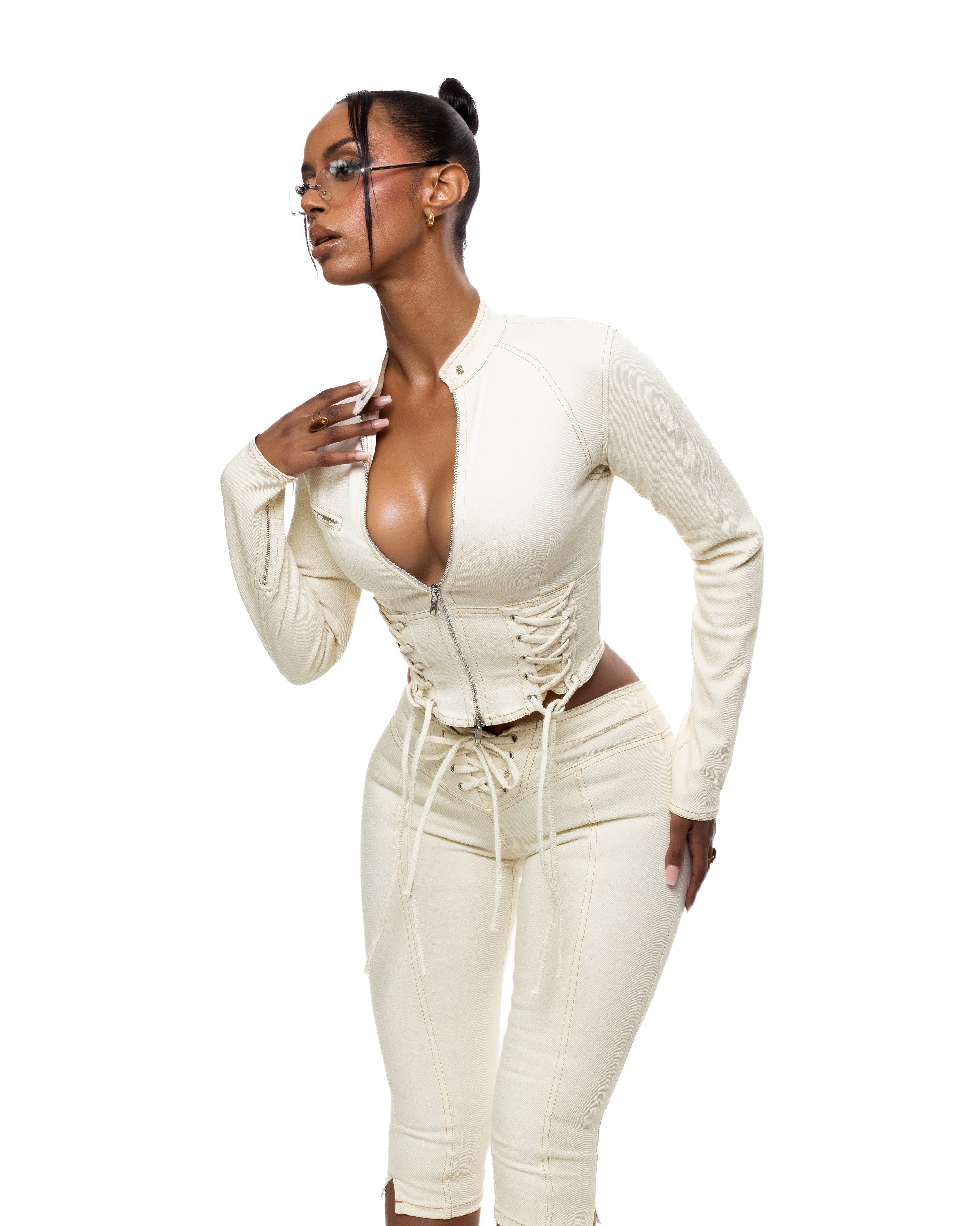 "SAPHIRA" Top - Cream Denim