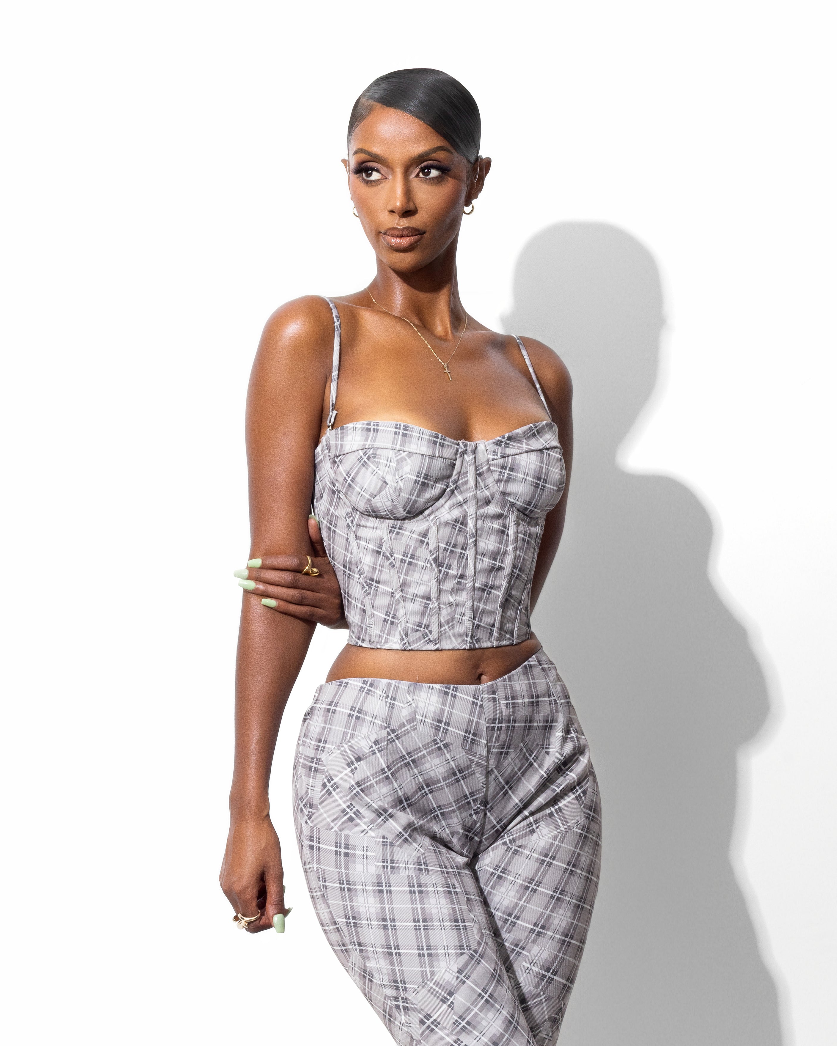 &quot;FALLON&quot; Corset Top - Beige/Grey