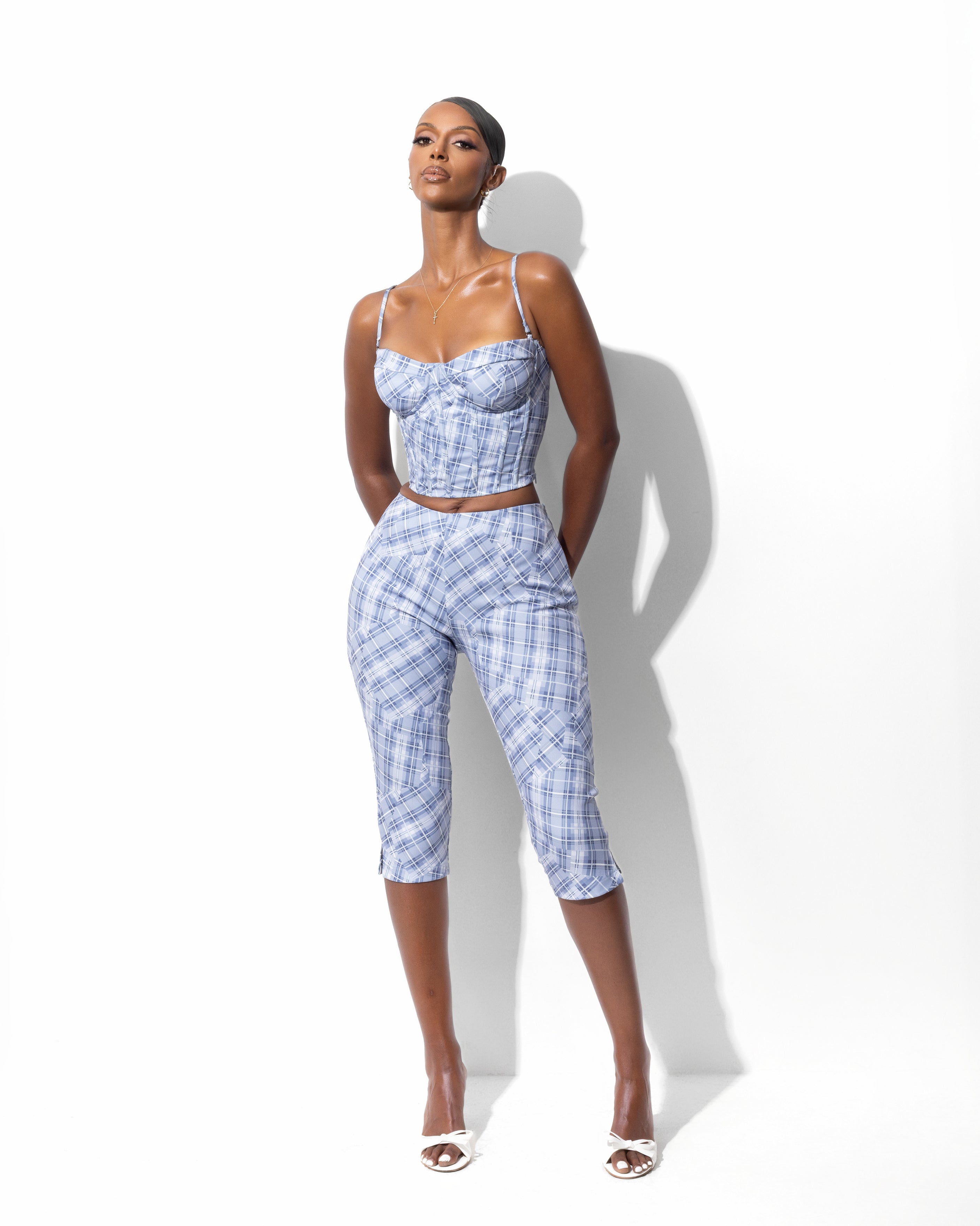 &quot;FALLON&quot; Corset Top - Blue