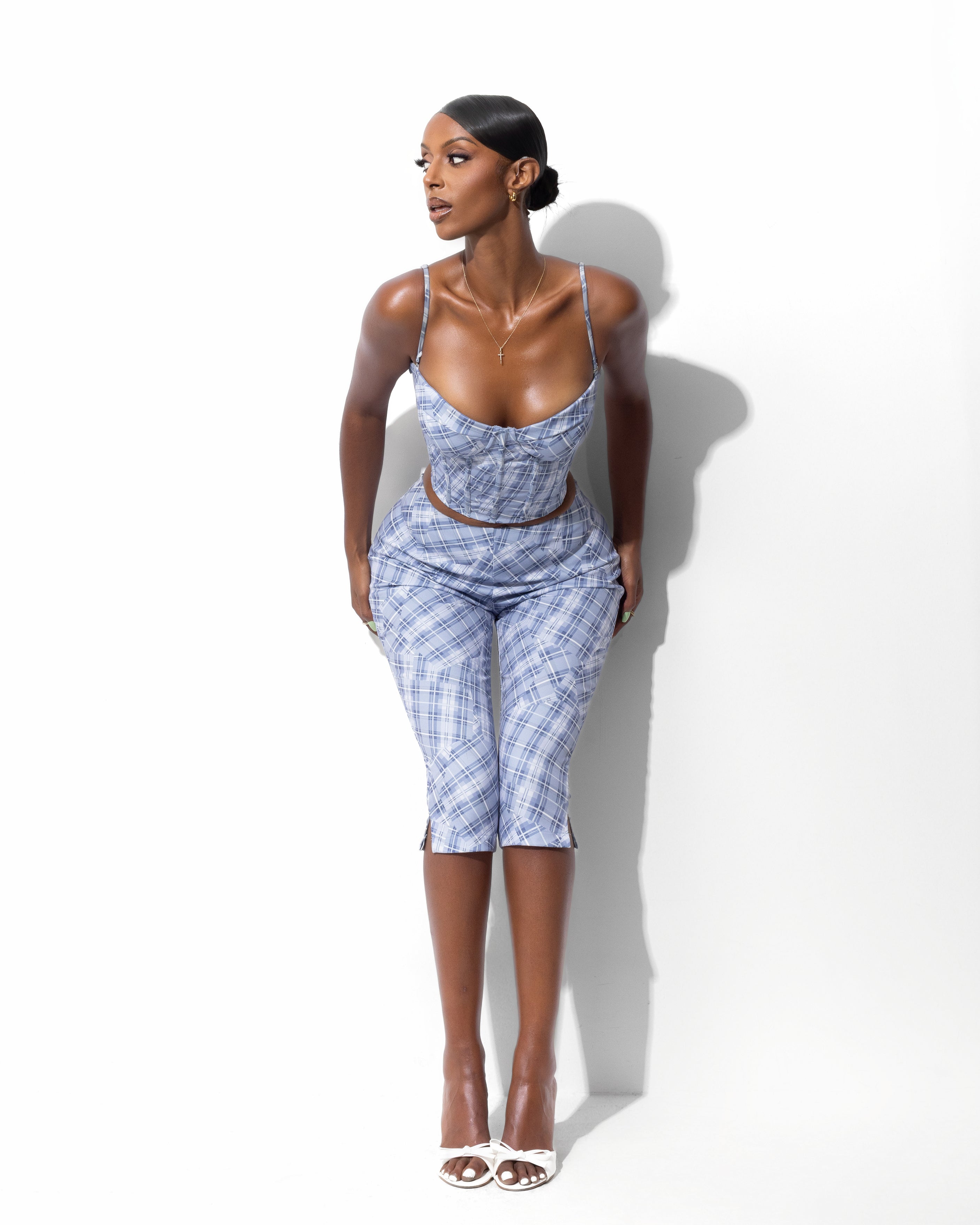 &quot;FALLON&quot; Corset Top - Blue