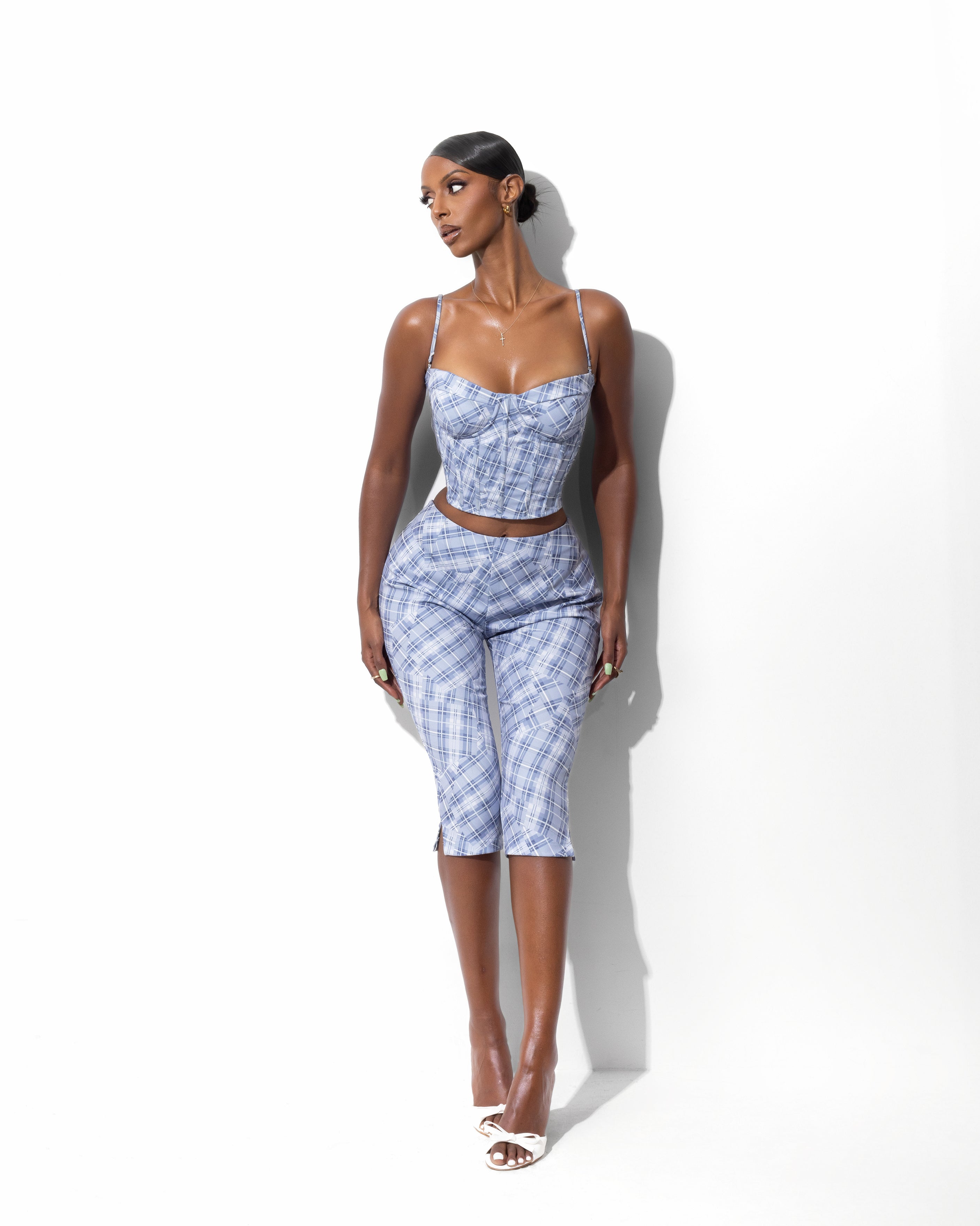 &quot;FALLON&quot; Corset Top - Blue
