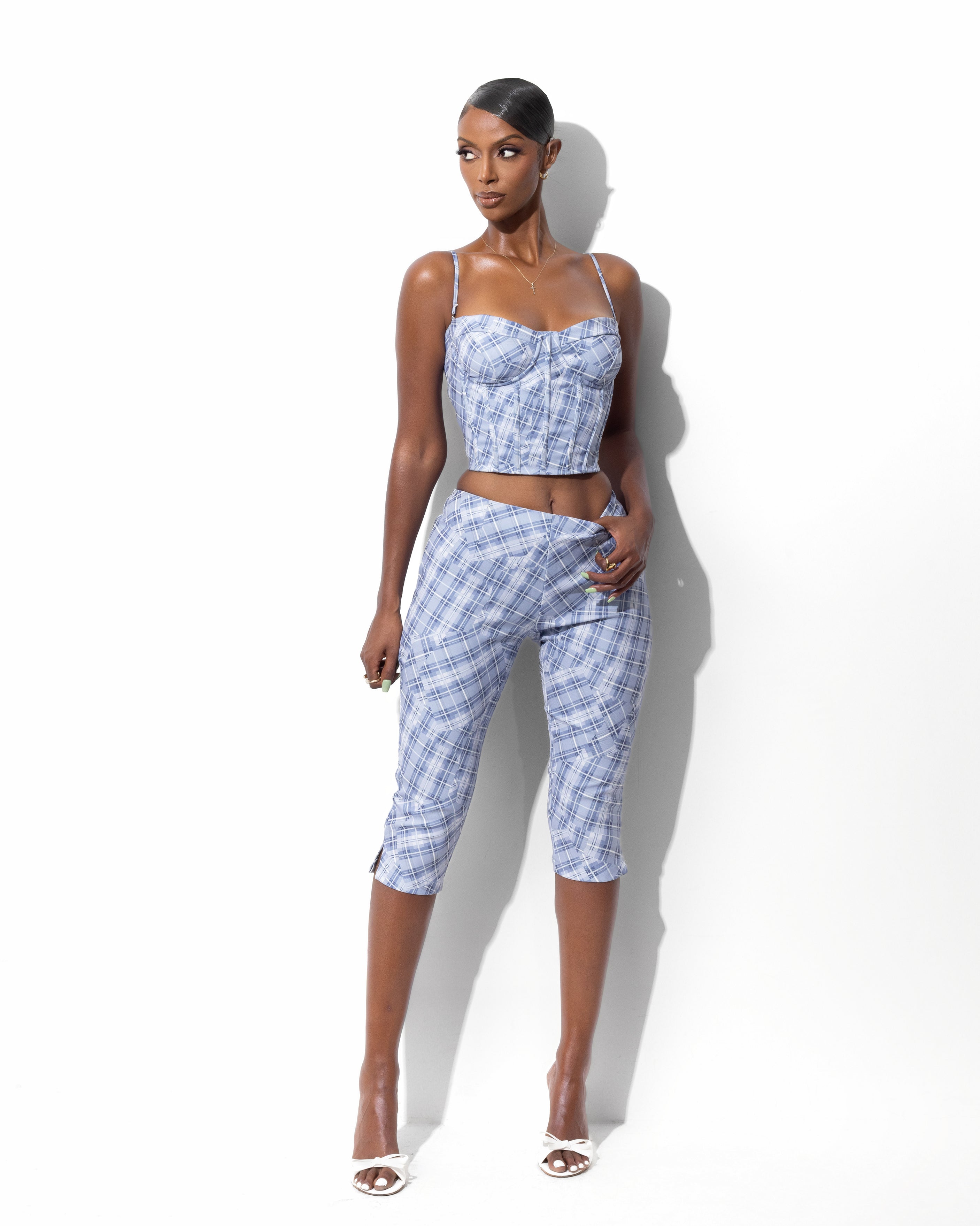 &quot;FALLON&quot; Corset Top - Blue